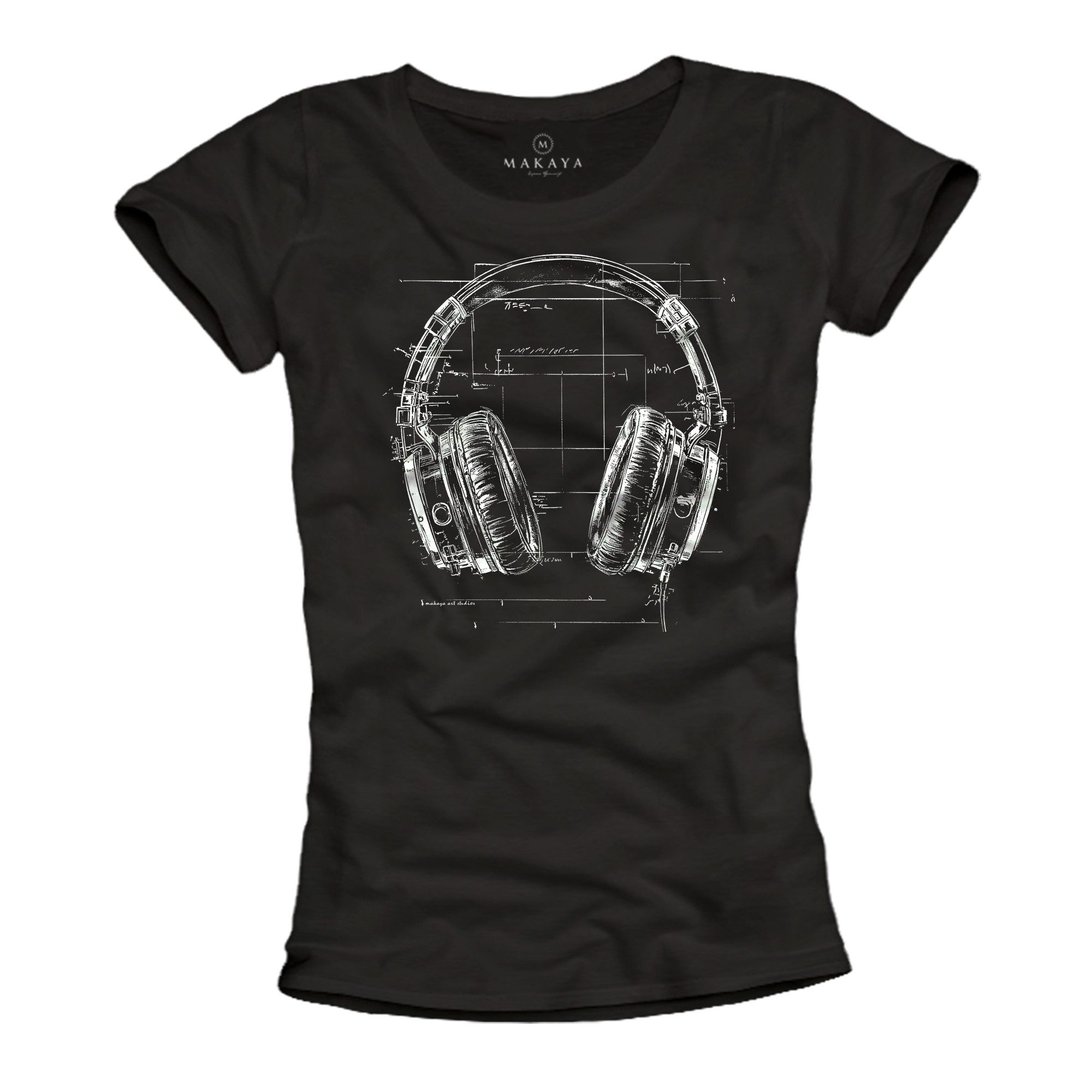 Print-Shirt Damen Retro Hip Hop Outfit Kopfhörer 80er 90er Jahre Hippie Motiv
