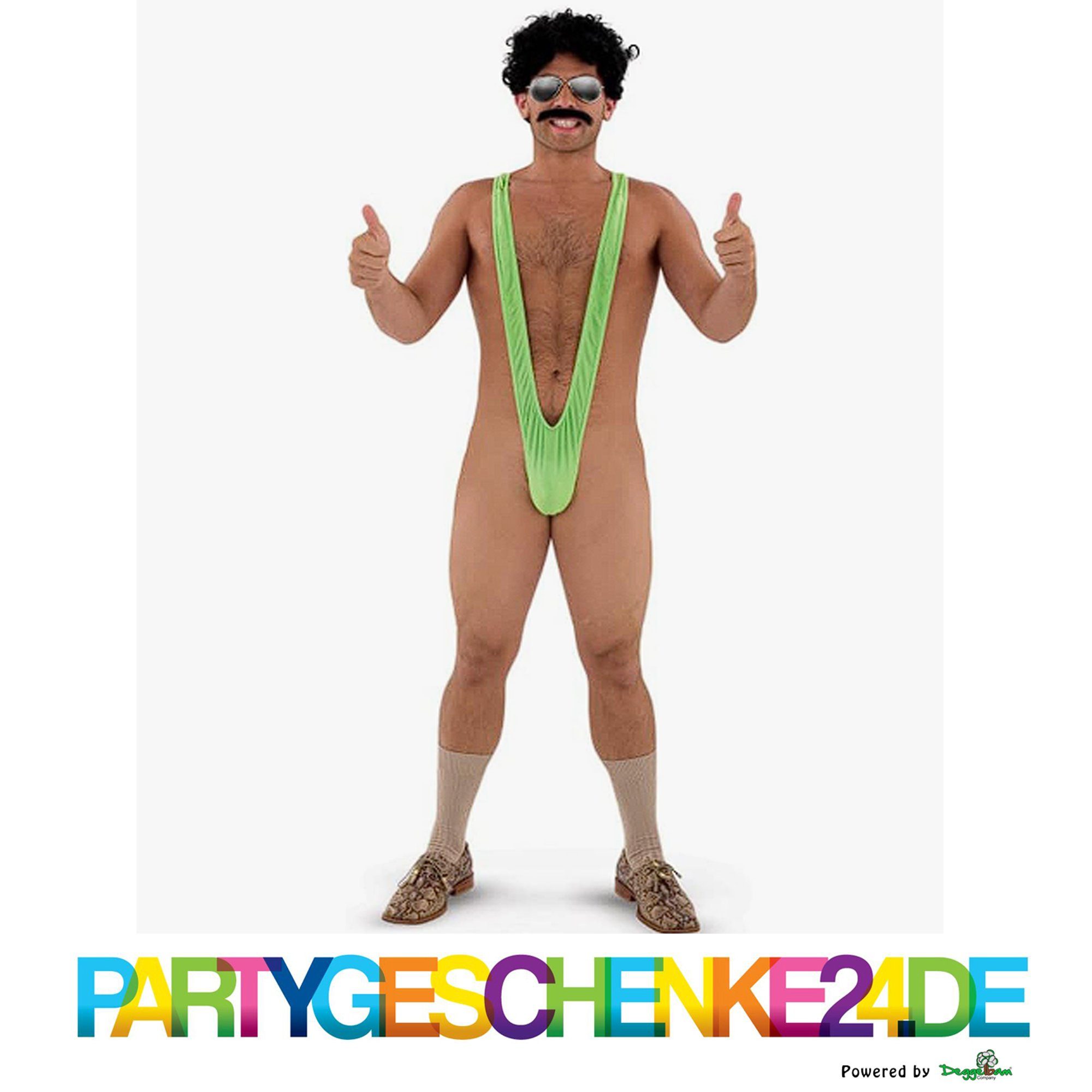Deggelbam Badeanzug Borat Mankini Badeanzug für Männer mit Humor (Poolparty, Malle Party, Malorca, Beachparty, Love Parade, Für JGA Junggesellenabschied) witzige Geschenkidee für deinen Kumpel