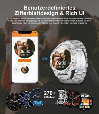 Lige Smartwatch (1,39 Zoll, Android iOS), Fitnessuhr Herren für Android iOS mit Herzfrequenzmonitor Schlafmonito