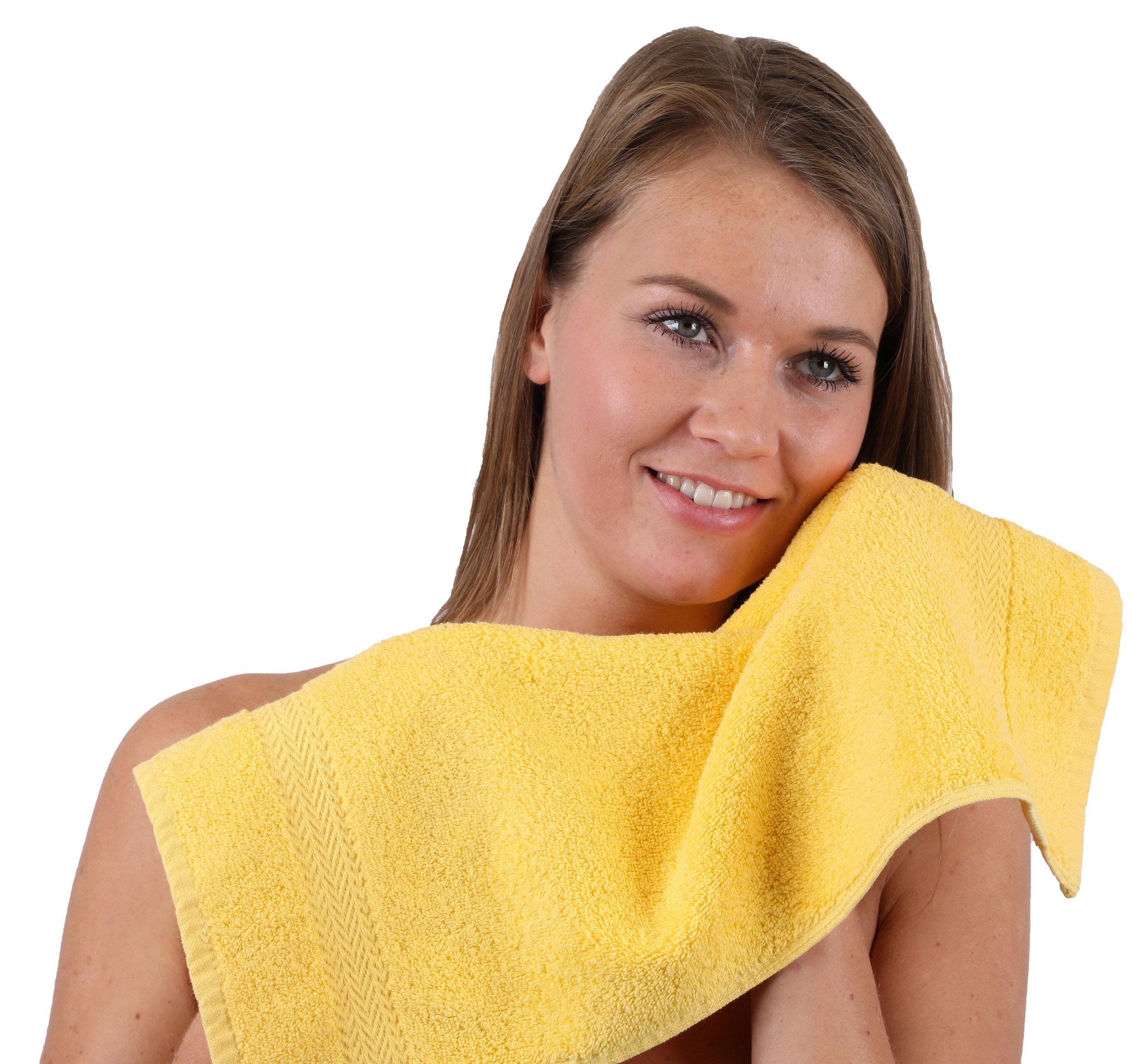 Set royalblau, Betz Handtuch-Set 10-TLG. Classic 100% Baumwolle und gelb Farbe Handtuch