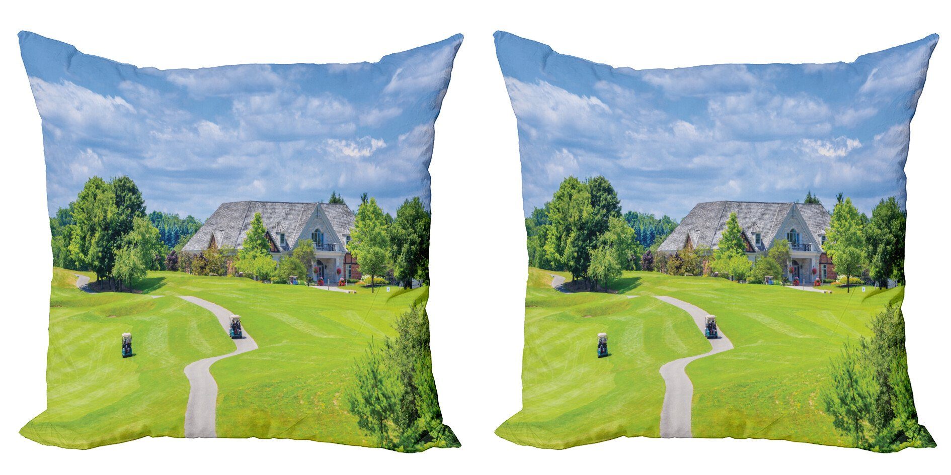 Kissenbezüge Modern Accent Doppelseitiger Digitaldruck, Abakuhaus (2 Stück), Golf Scenic Land Golf-Feld
