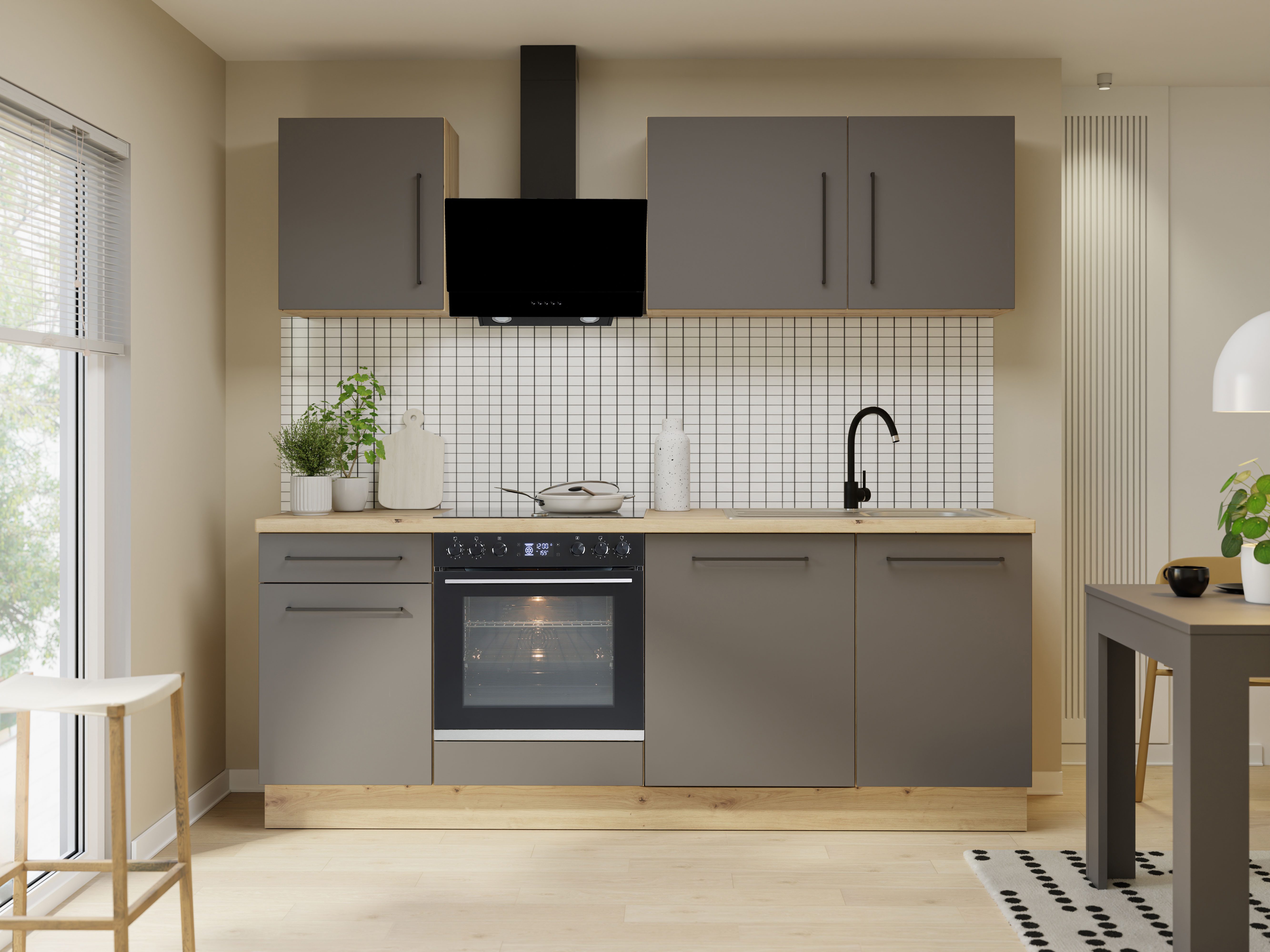 CENTRE DE CUISSON Meuble de cuisine KS-Nova, largeur 220 cm, avec électroménager Hanseatic en option