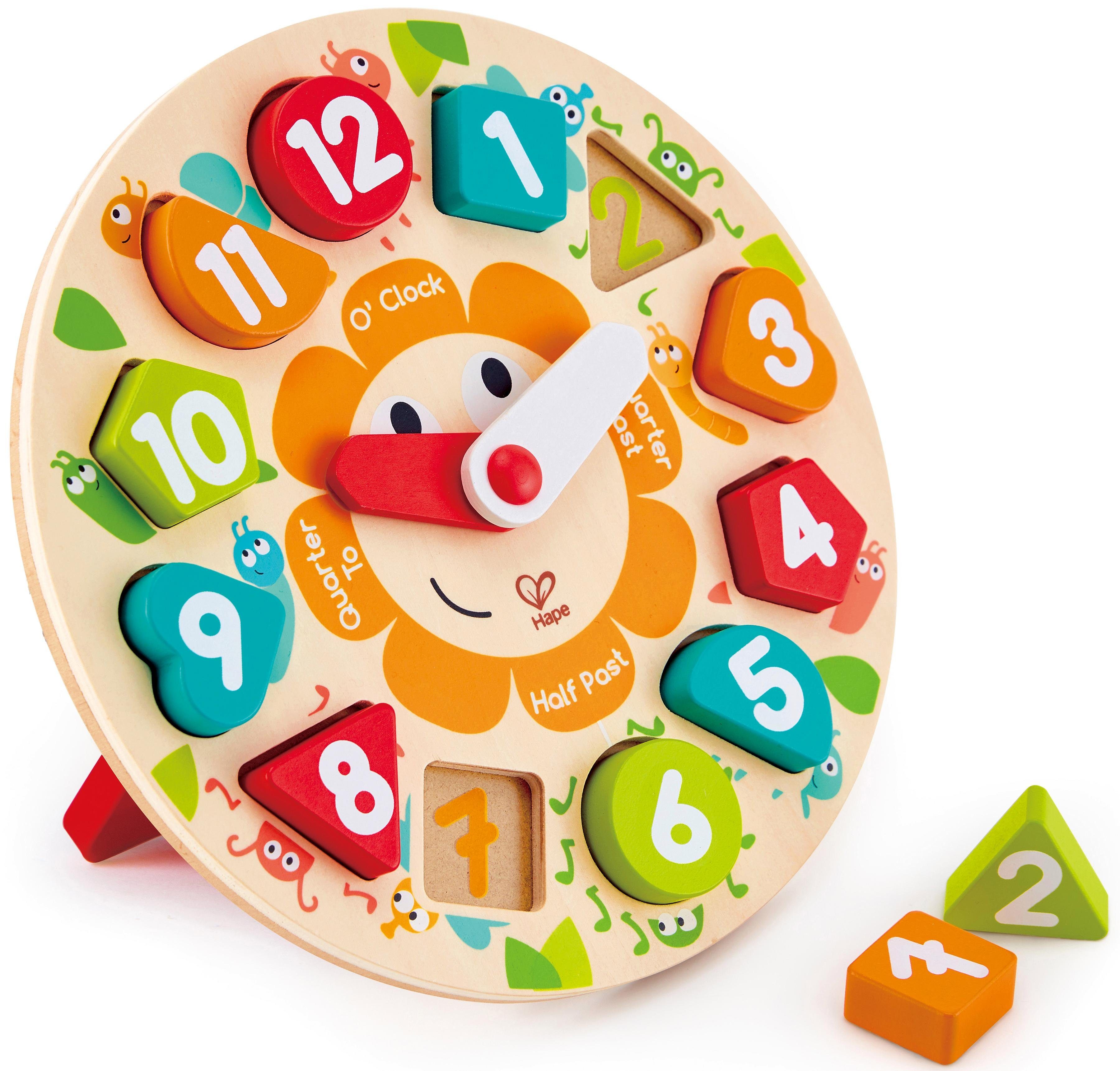 Hape Steckspielzeug Steckpuzzle Uhr, aus Holz