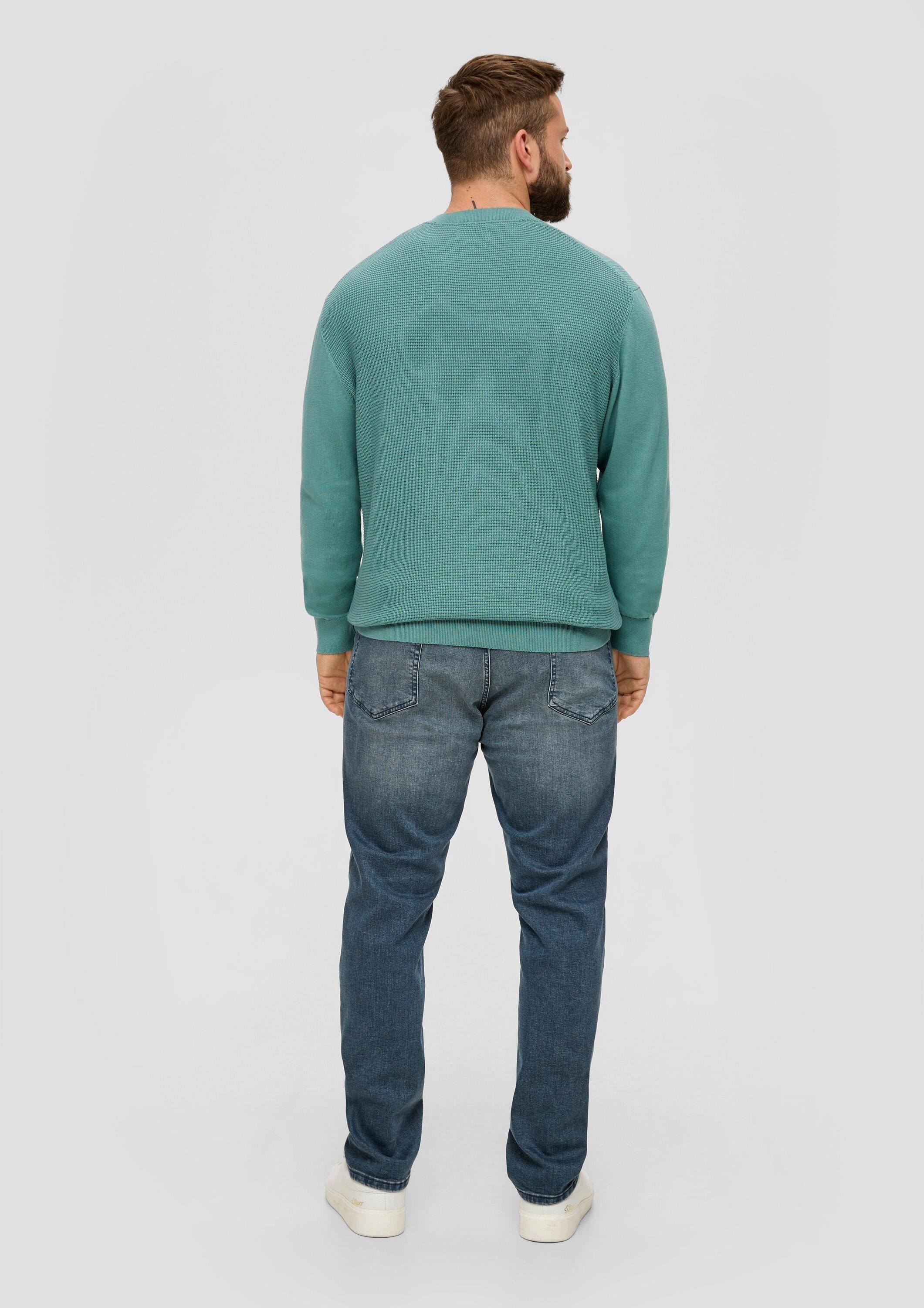 s.Oliver Longpullover Strickpullover Strickpullover mit Waffelpiqué-Muster