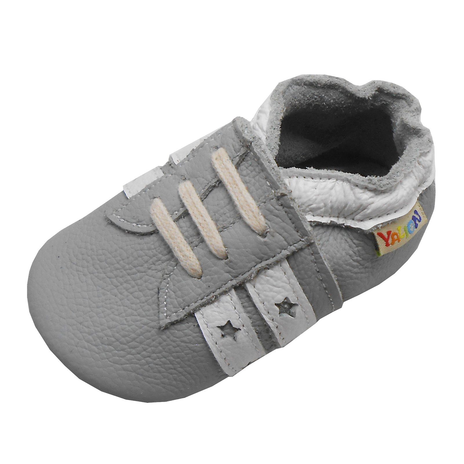 Yalion Yalion Baby Leder Lauflernschuhe – Weiche Ledersohle, Elastisch Krabbelschuh elastisch