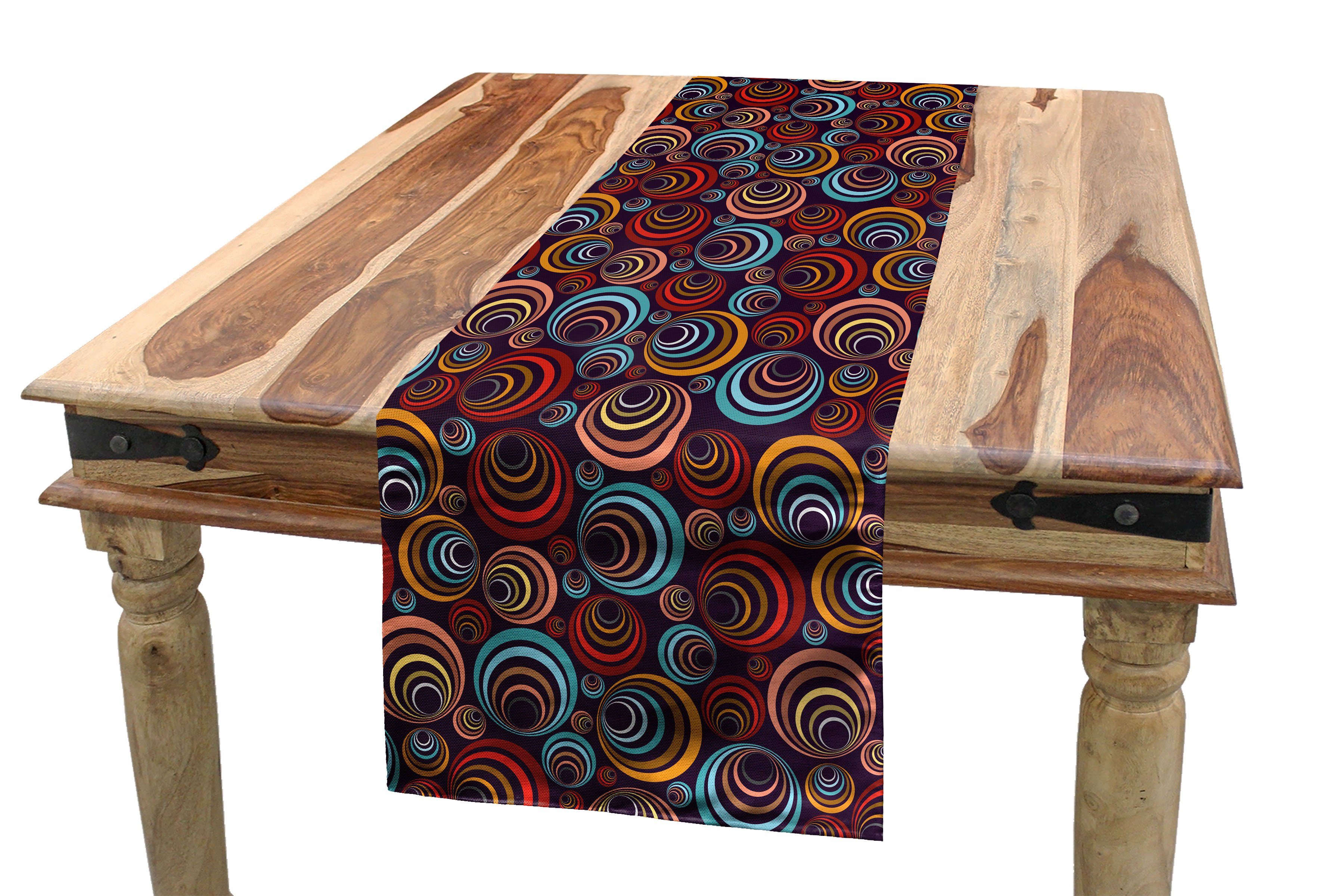 Abakuhaus Tischläufer Esszimmer Küche Rechteckiger Dekorativer Tischläufer, Abstrakt Kreisförmige Spiralformen