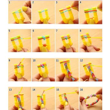 Coonoor Schmuckset mit Gravur DIY Elastisches Loombänder Kinder Armband Basteln Set (32-tlg)