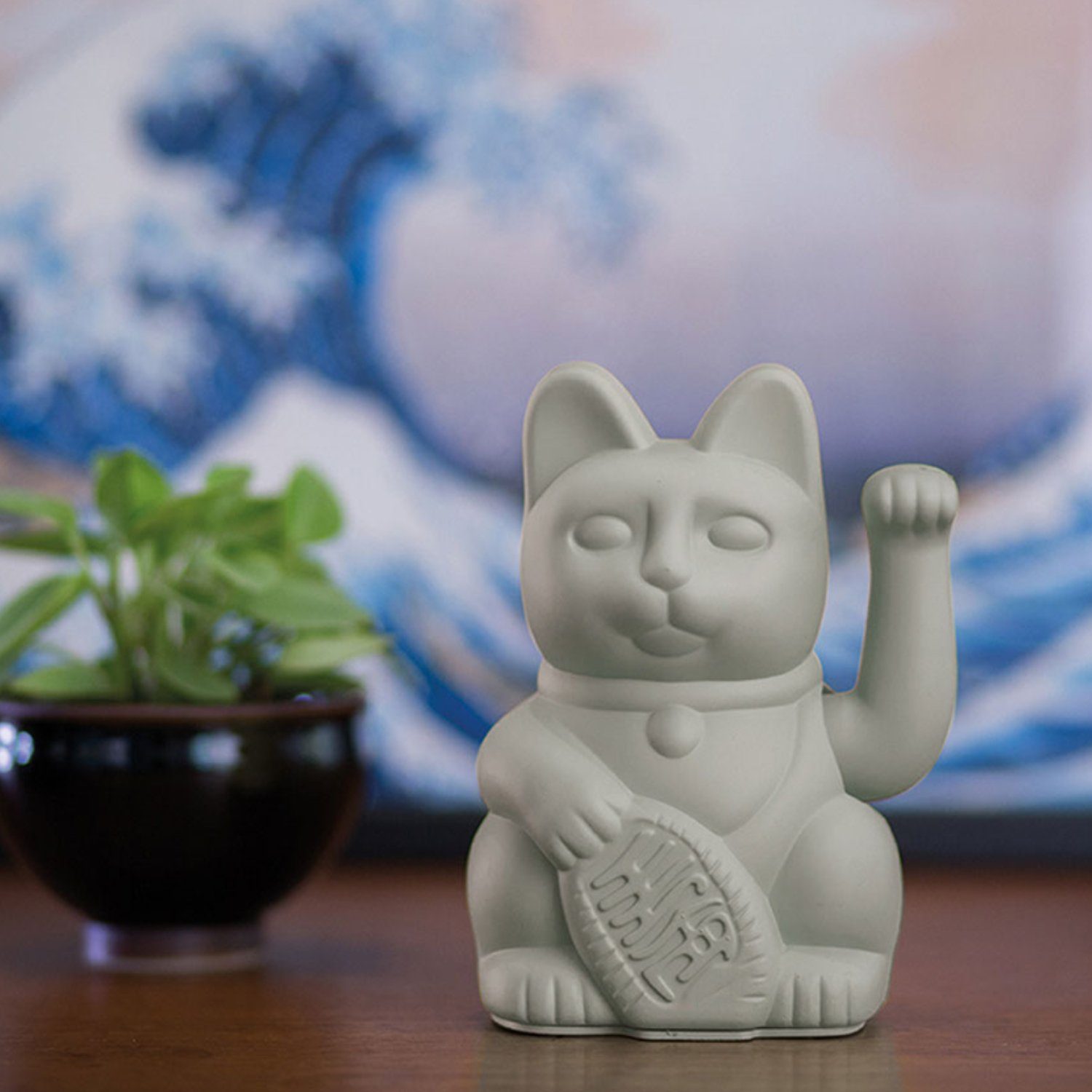 Donkey Products Dekofigur Donkey Lucky Cat Winkekatze grau