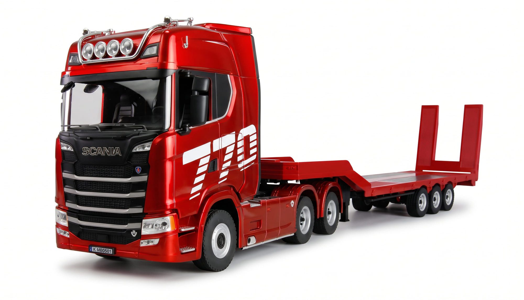 Amewi RC-Truck Amewi Scania 770 S 1:18 RC Sattelzug LKW Tieflader 4WD RTR Rot 22775
