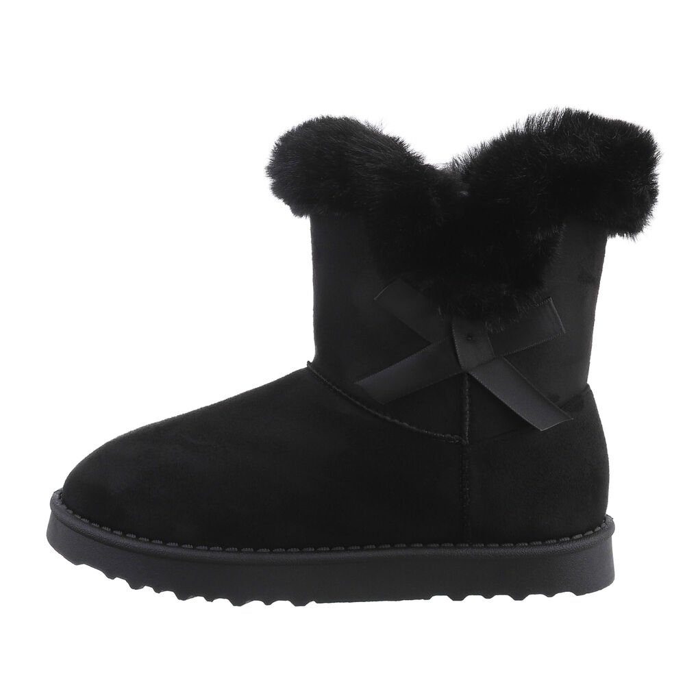 Ital-Design Damen Snowboots Freizeit Snowboots Flach Flache Stiefeletten in Schwarz