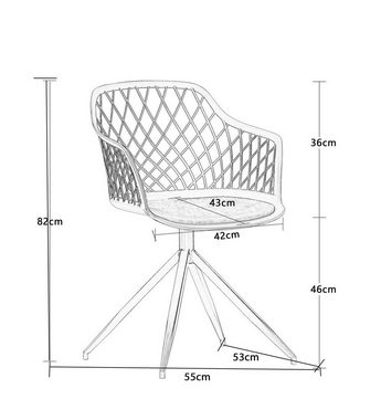 KAWOLA Esszimmerstuhl EMILIE, Stuhl Kunststoff drehbar mit Kissen versch. Farben