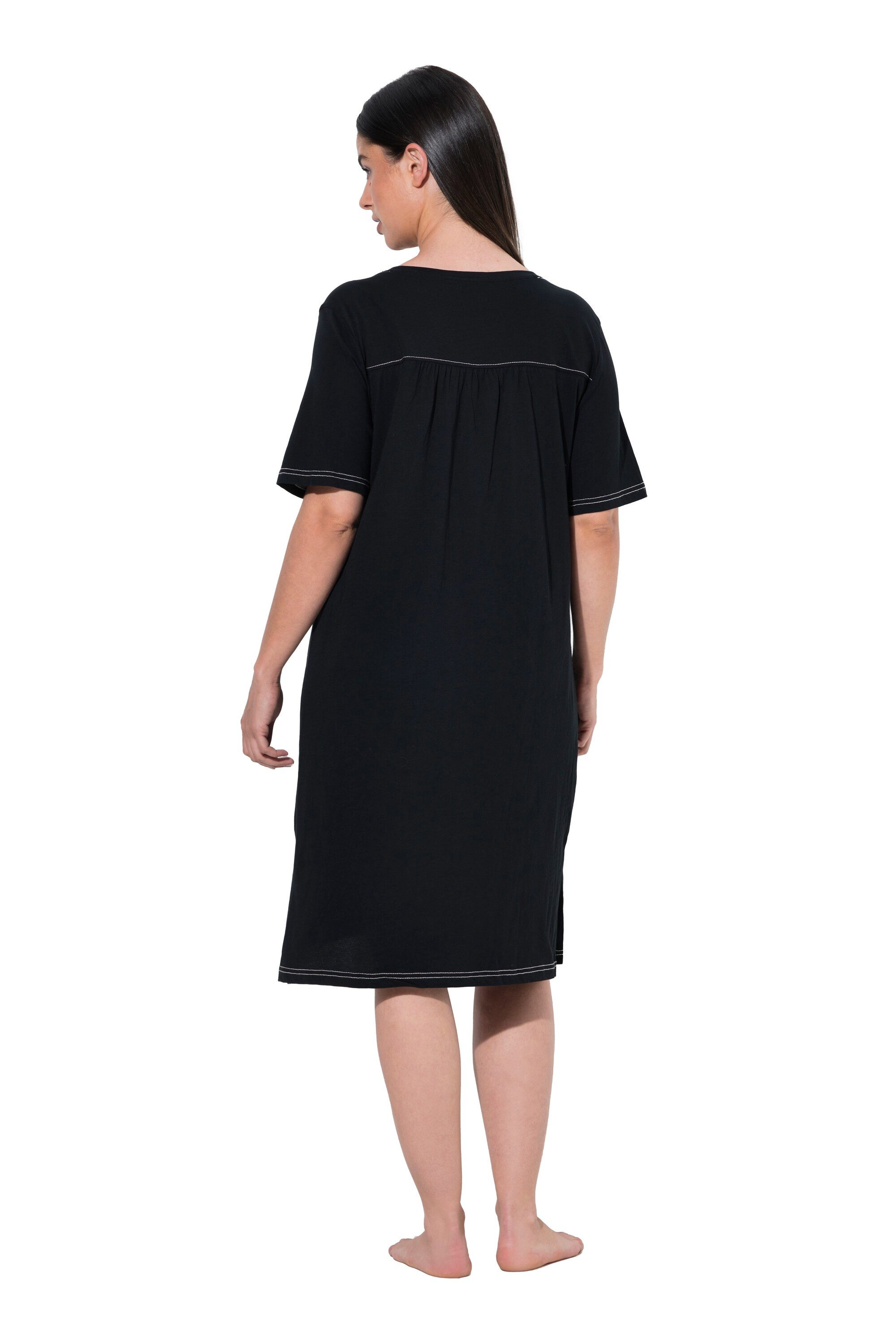 Ulla Popken Bigshirt Bigshirts 2er-Pack Blätter/uni V-Ausschnitt