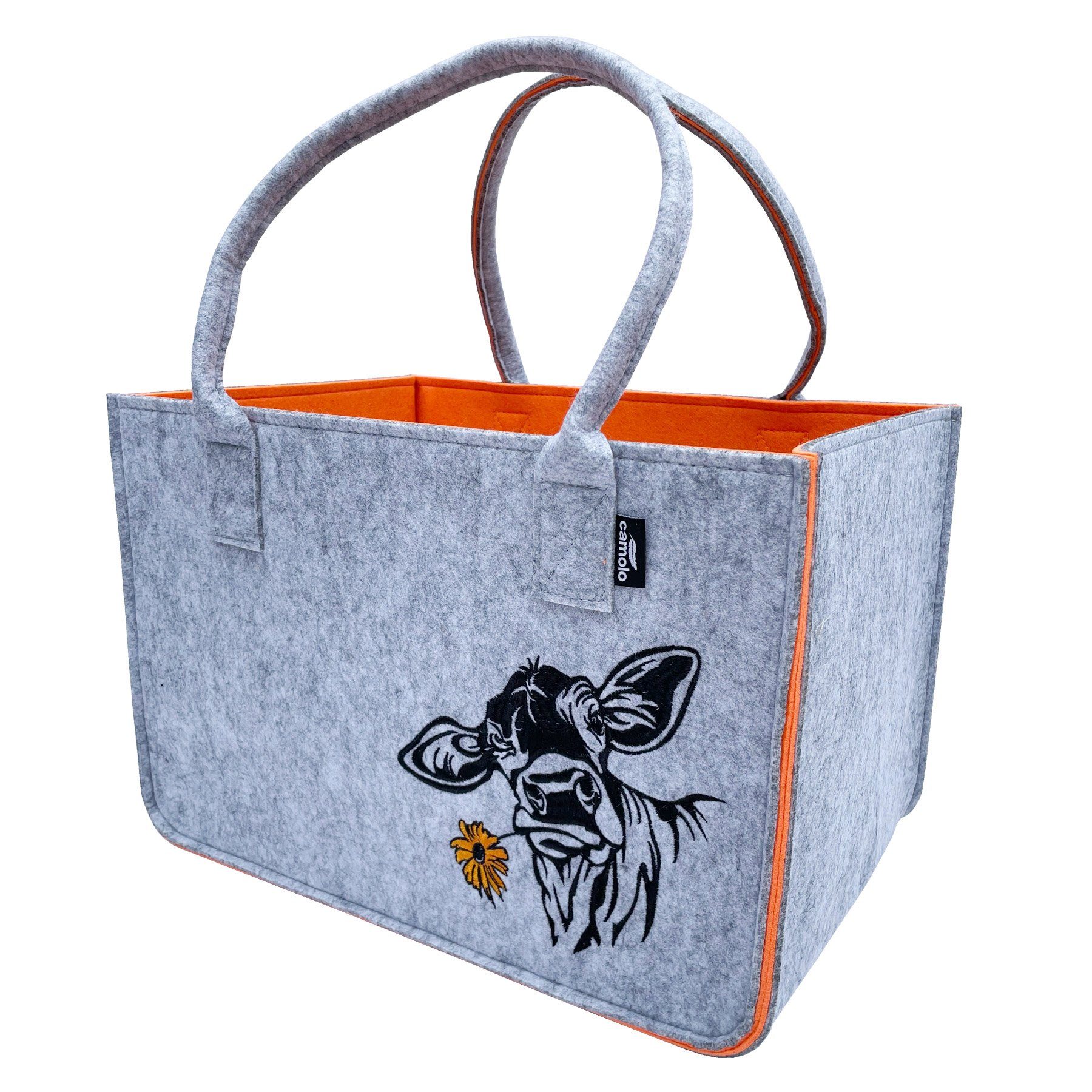 Camolo Tragetasche Filz Einkaufstasche COW Orange günstig online kaufen