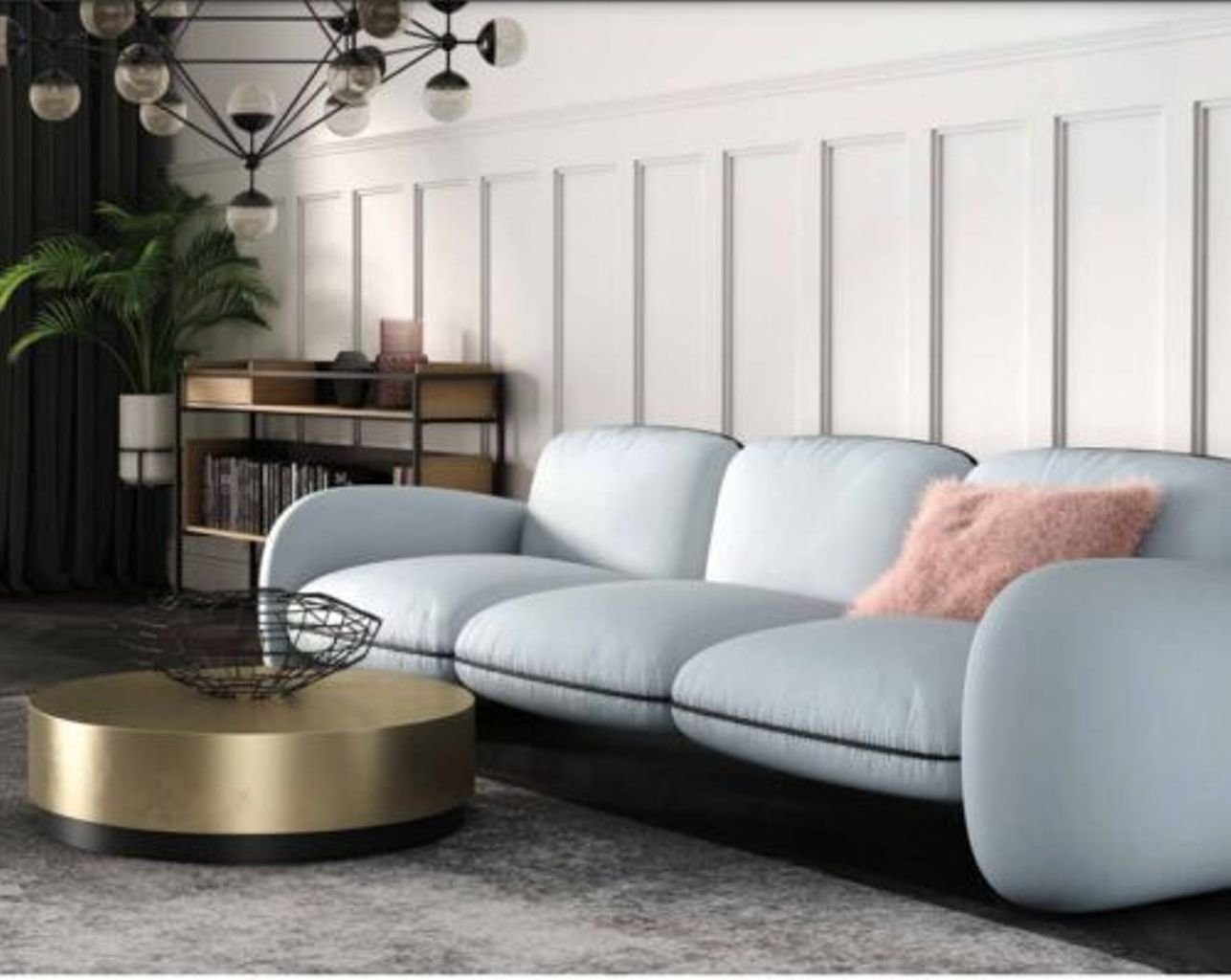 Design, Wohnzimmermöbel Luxus Europe Made JVmoebel 3-Sitzer Dreisitzer in 3-Sitzer Sofa Blauer