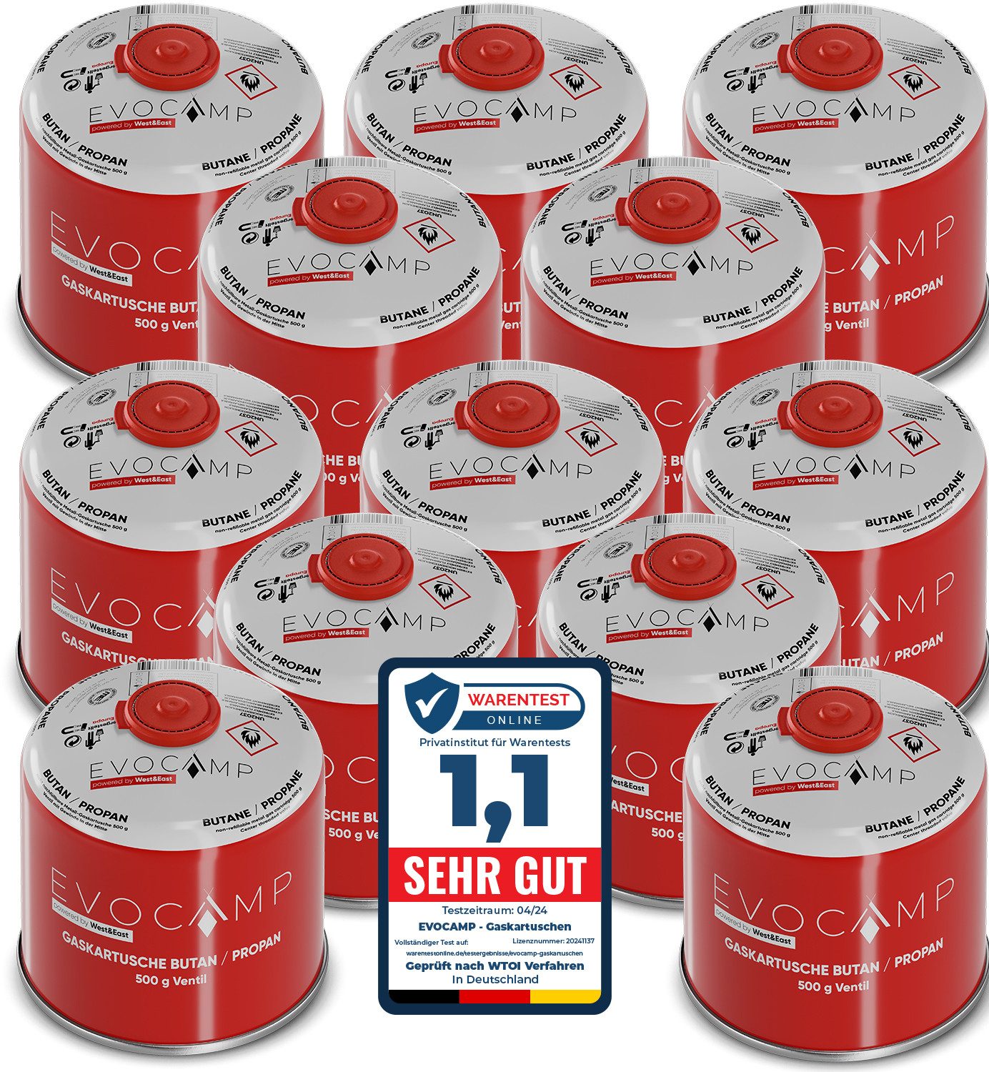 EVOCAMP Gaskartusche Ventilkartusche mit Butan/Propan Gas EN 417 500g mit S günstig online kaufen