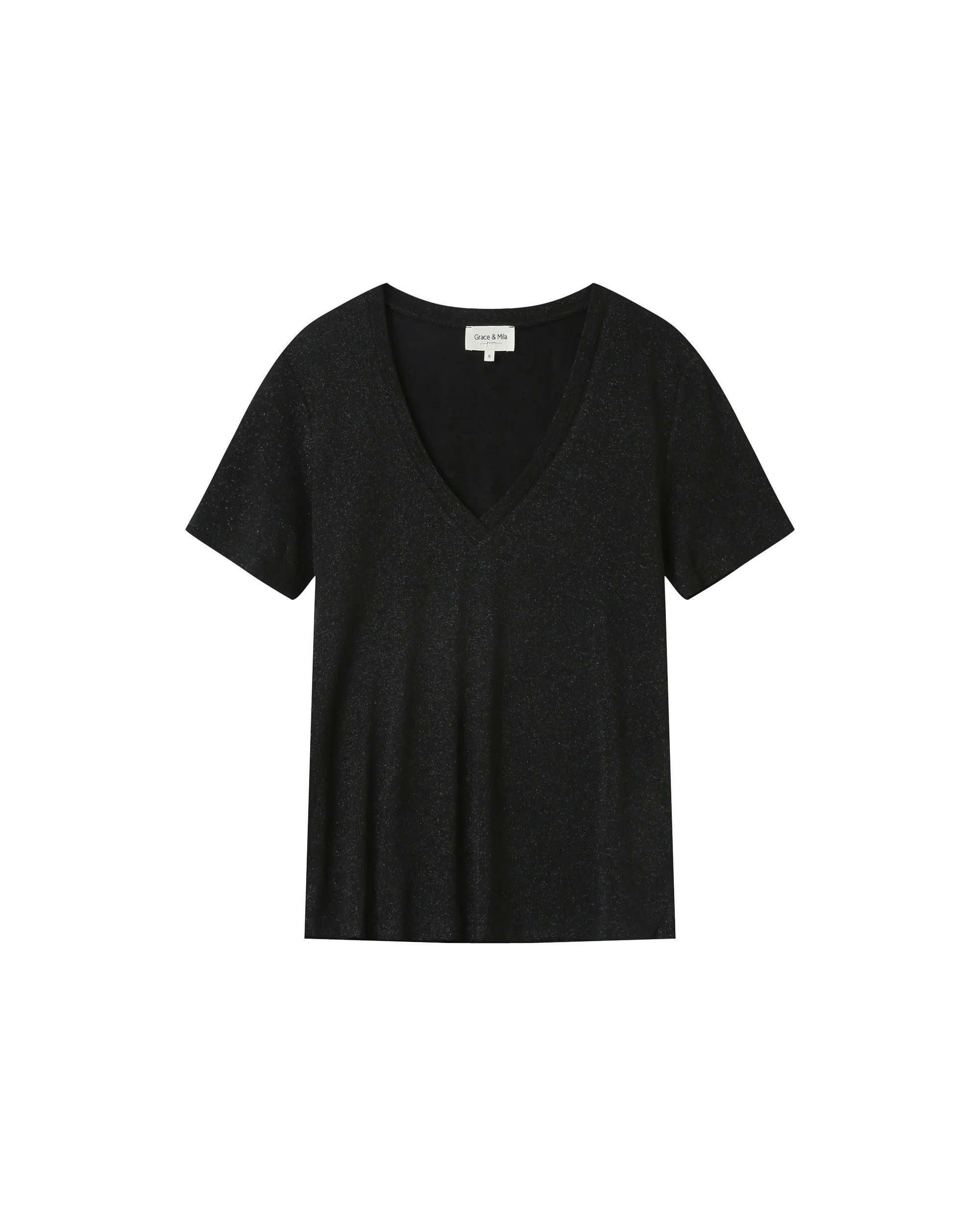 Grace & Mila Kurzarmshirt Lurex v-neck T-Shirt STARDUST - Kurzarmshirt - Damenshirt - Shirt