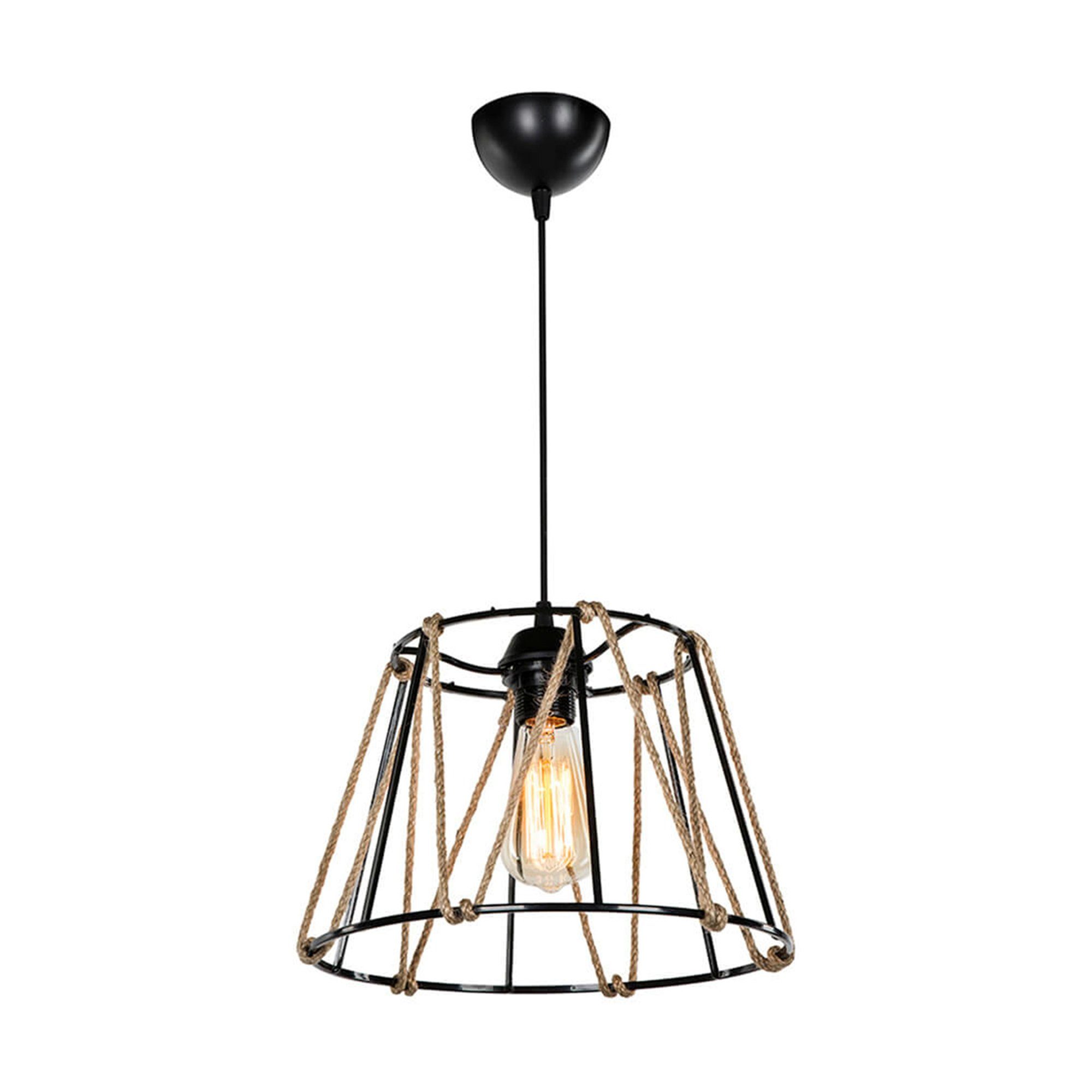 lux.pro Hängeleuchte, ohne Leuchtmittel, »Halifax« Pendelleuchte 1 x E27 mit Juteseil Schwarz / Jutefarben