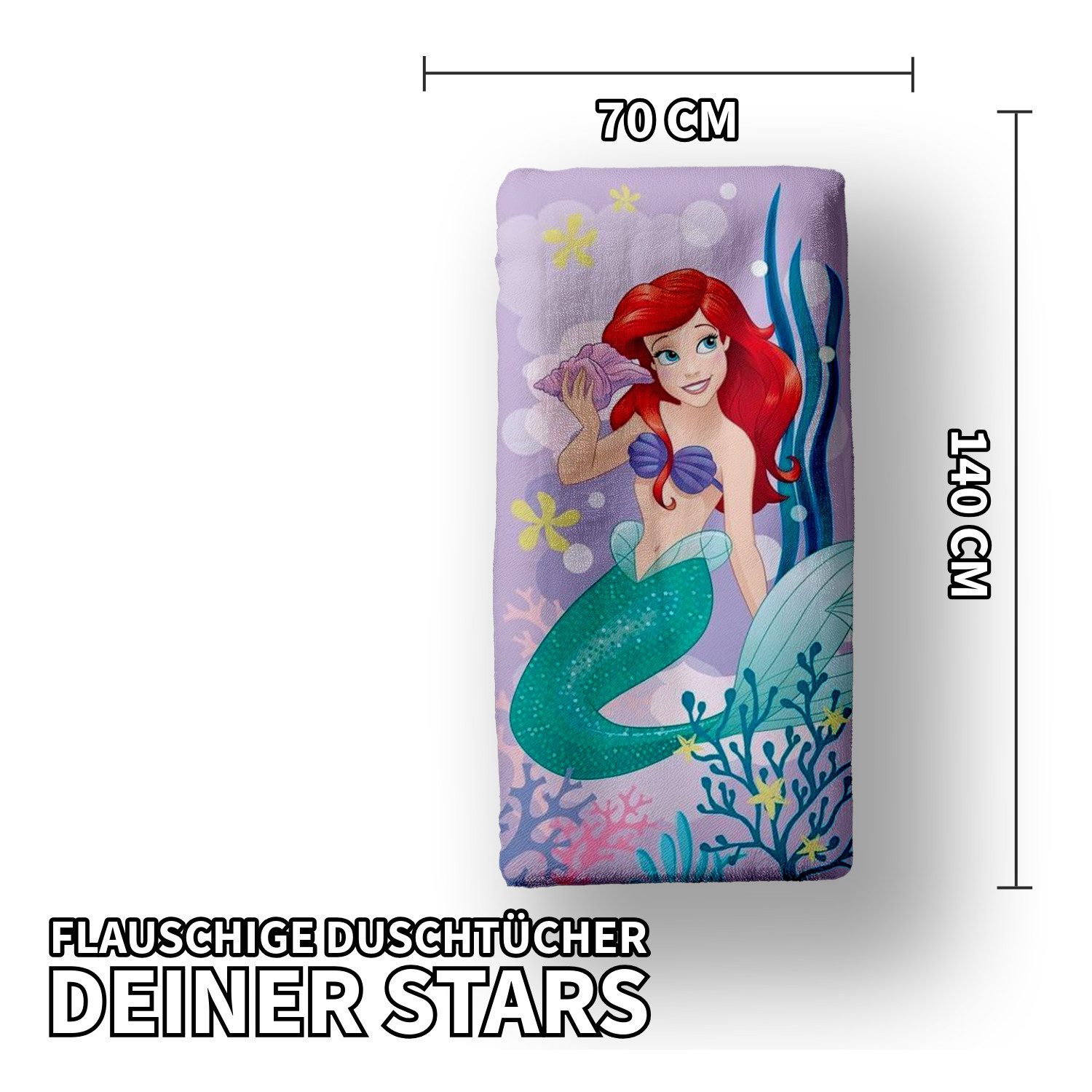 Jerry Fabrics Handtücher Disney Arielle Duschtuch Badetuch Strandtuch 70 x 140cm, (1 Duschtuch, 1-St)