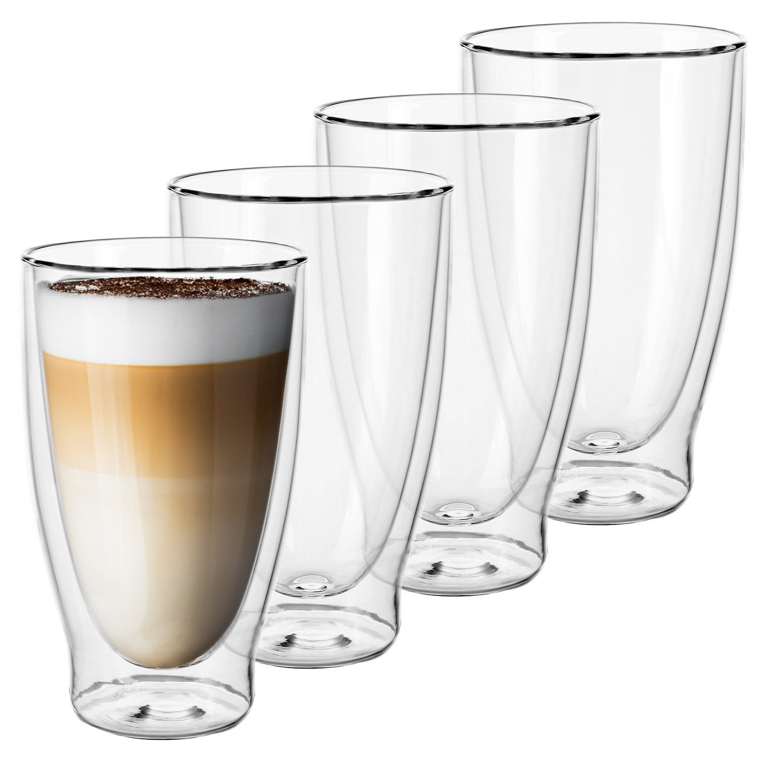GENTOR Gläser-Set GENTOR Glas Set Doppelwandige Gläser 2er Set Wasserglas Saftglas Krist, 2-teilige Latte Macciatto Doppelwand 400ml