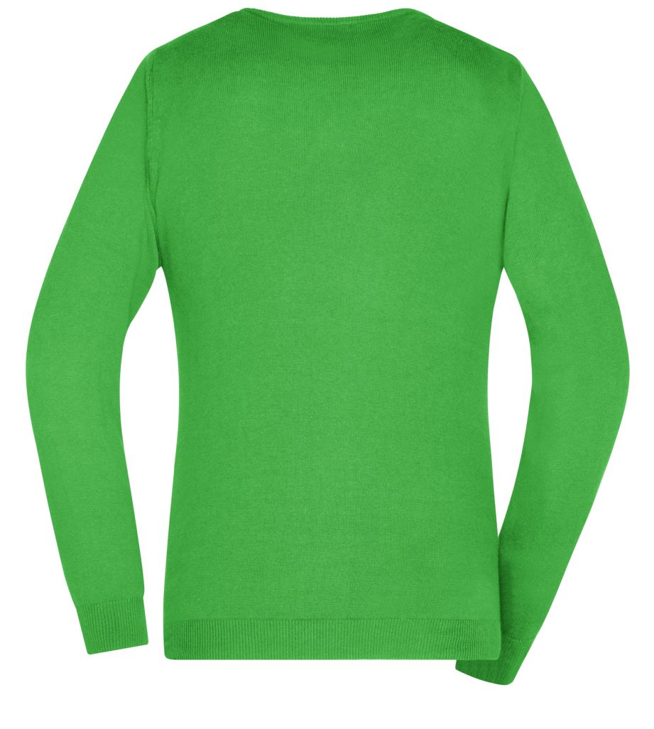 James & Nicholson Strickpullover green Damen Unifarben V-Ausschnitt-Pullover JN658