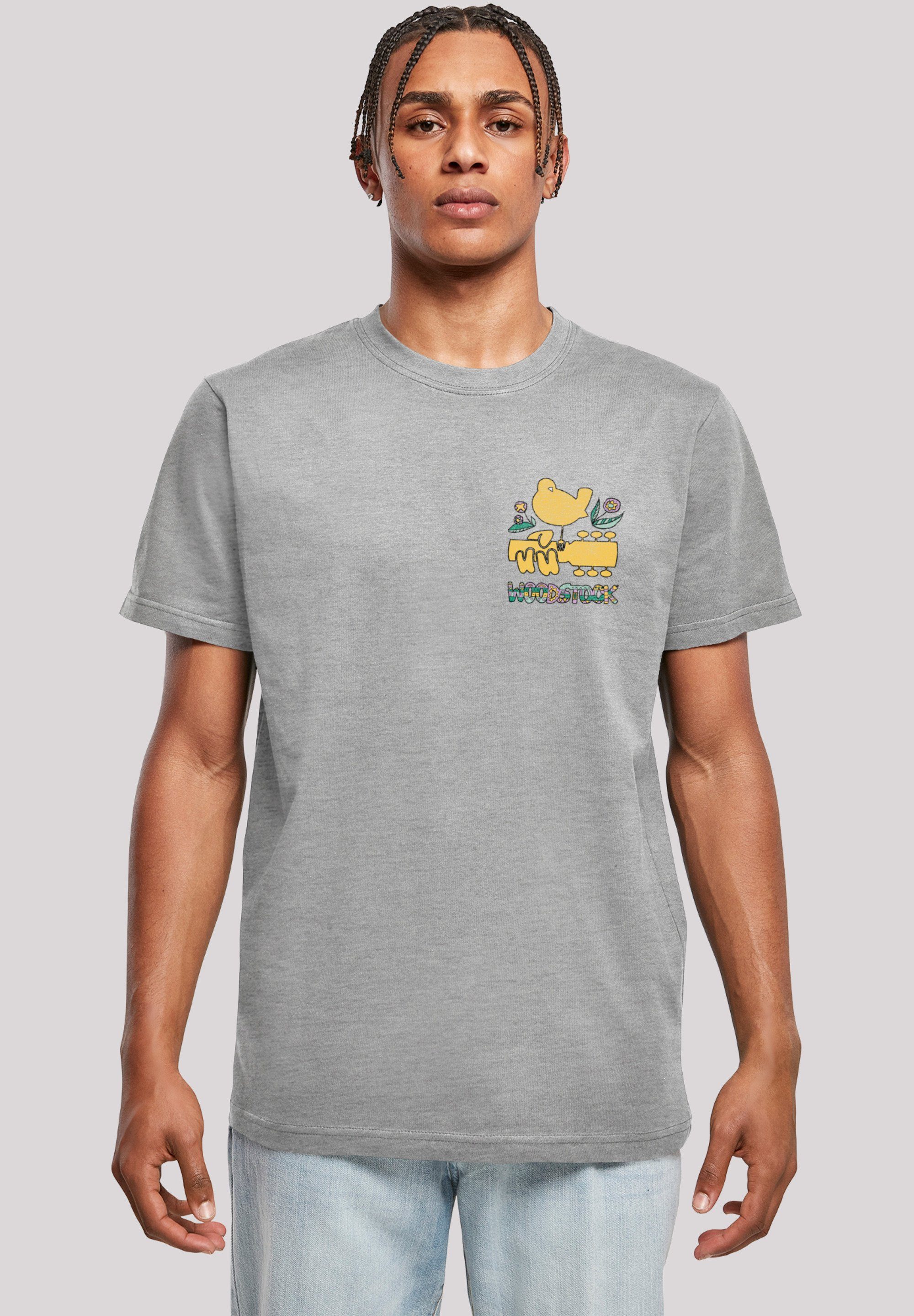 F4NT4STIC T-Shirt Woodstock Brust Logo Print heather grey