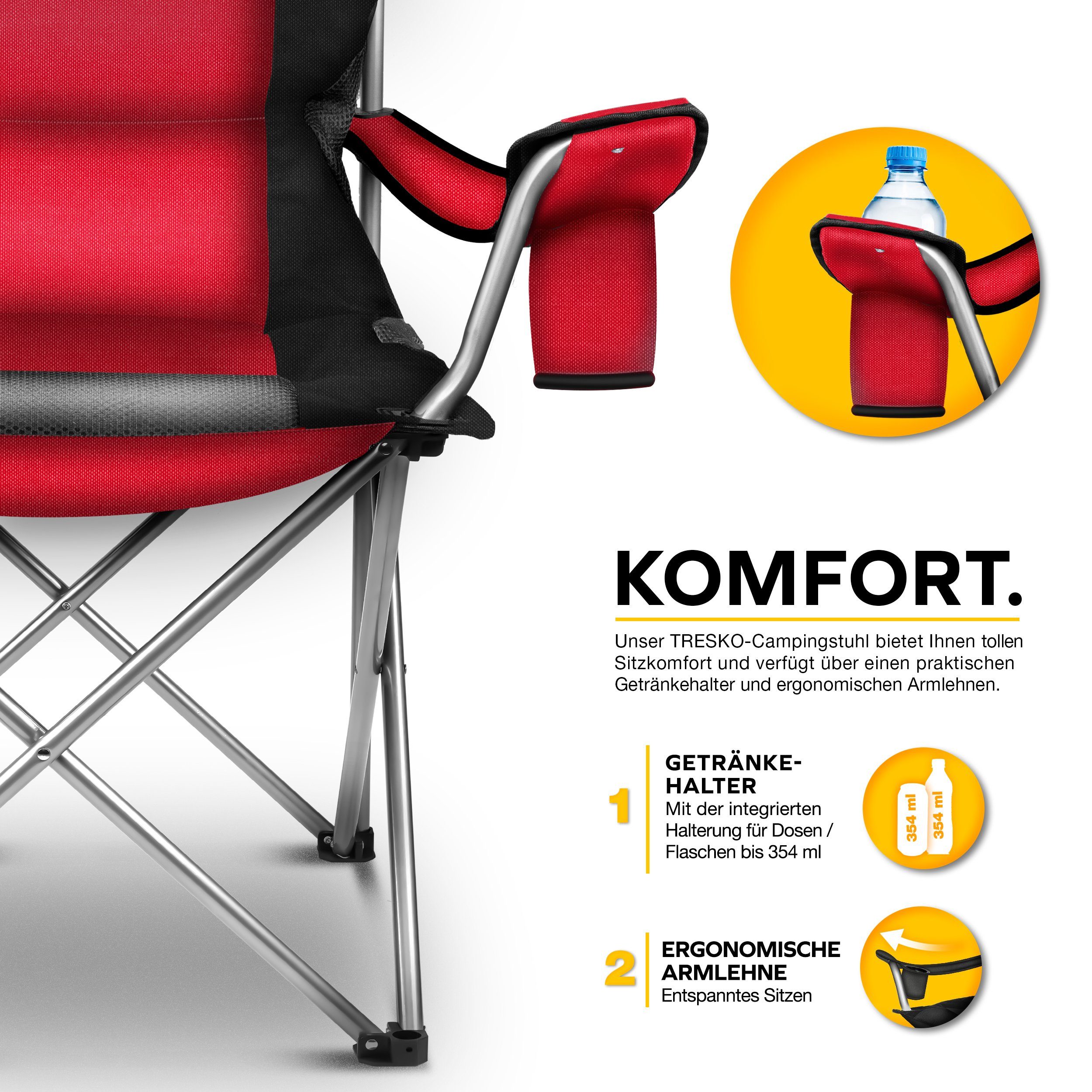 TRESKO Campingstuhl faltbar bis 150 kg Angelstuhl Faltstuhl, Klappstuhl mit günstig online kaufen