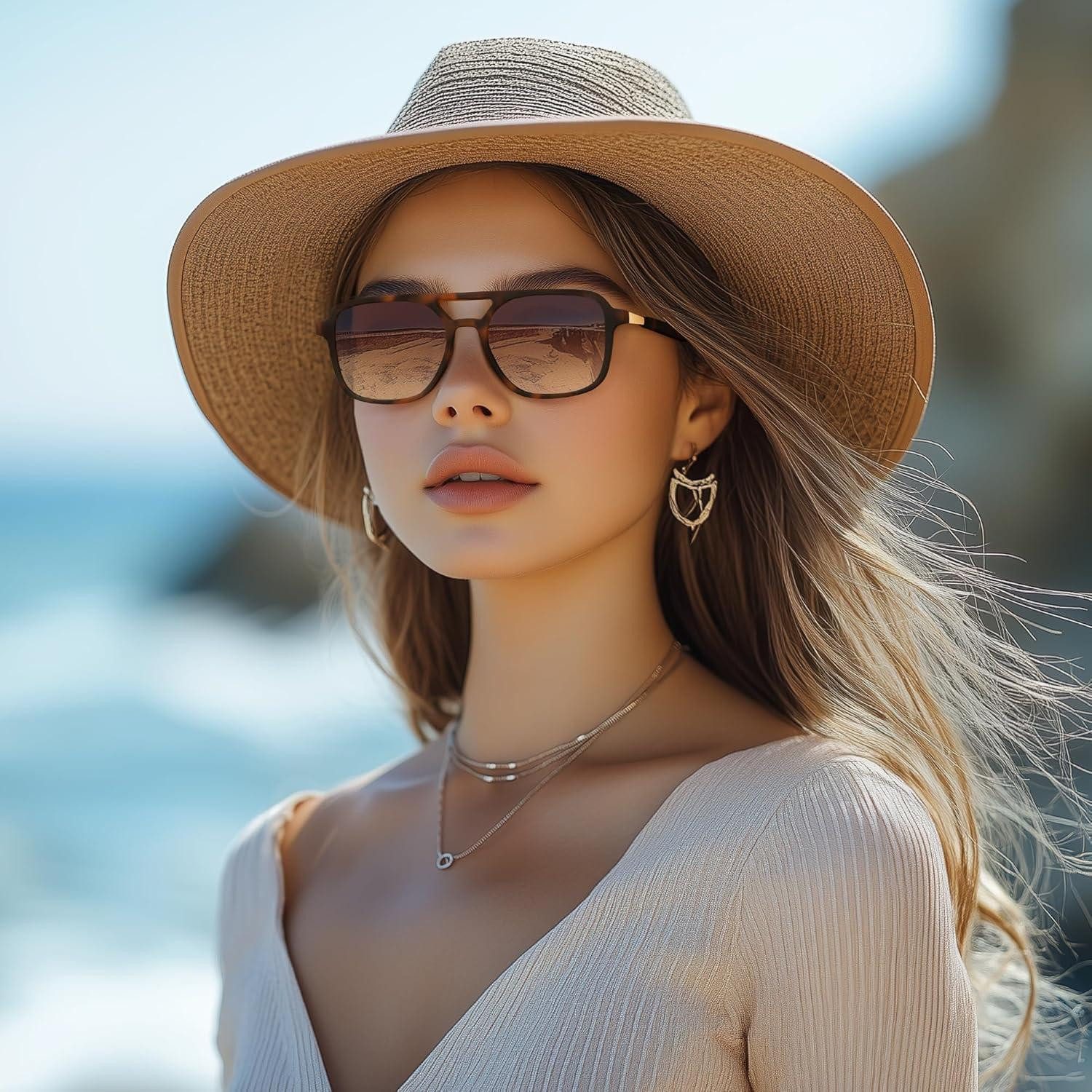LuxusKollektion Retrosonnenbrille Sonnenbrille Unisex Polarisiert 1-leopardenmuster-rahmen Verlaufsbraun