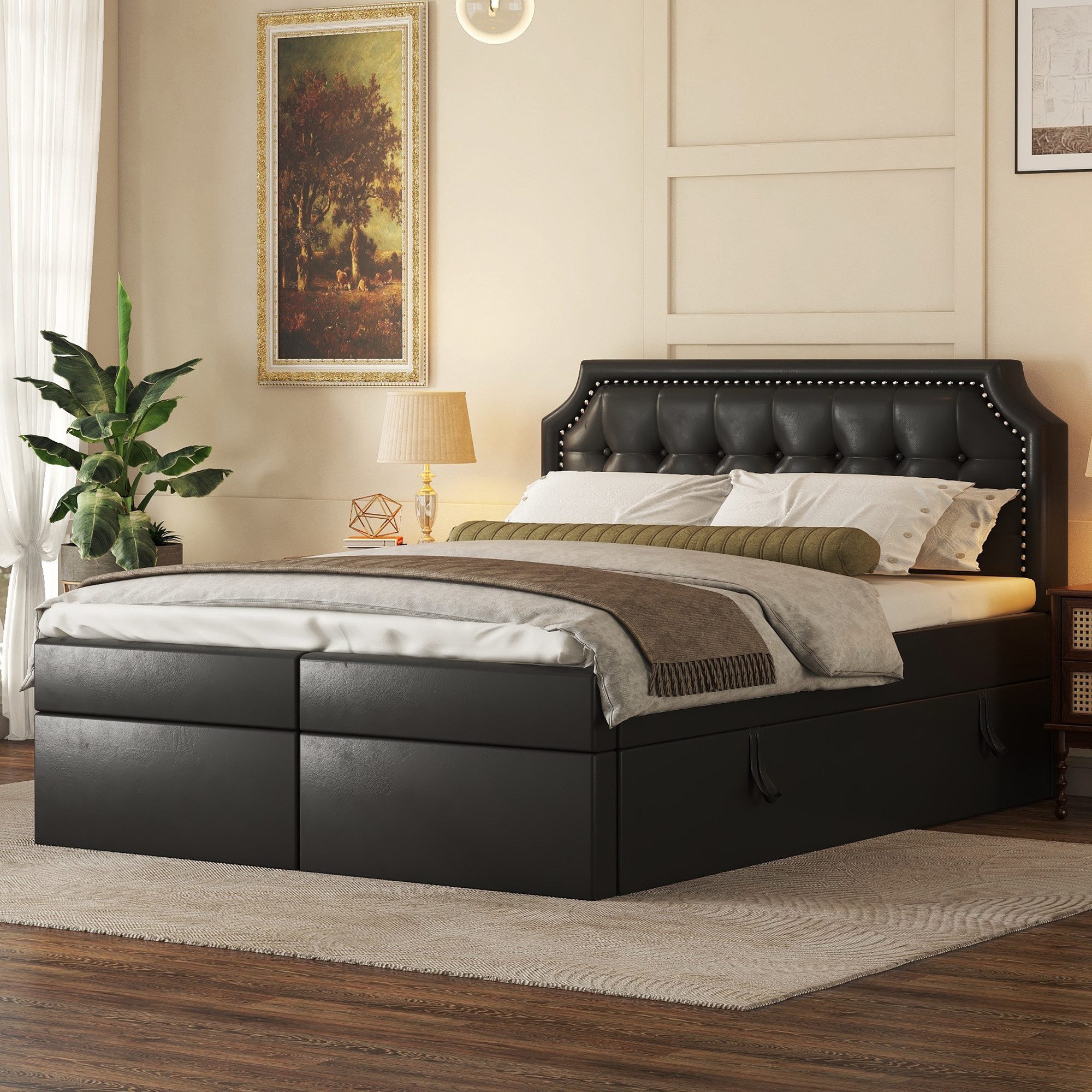 TavilaEcon Boxspringbett Polsterbett mit Lattenrost aus Metallrahmen, aus h günstig online kaufen