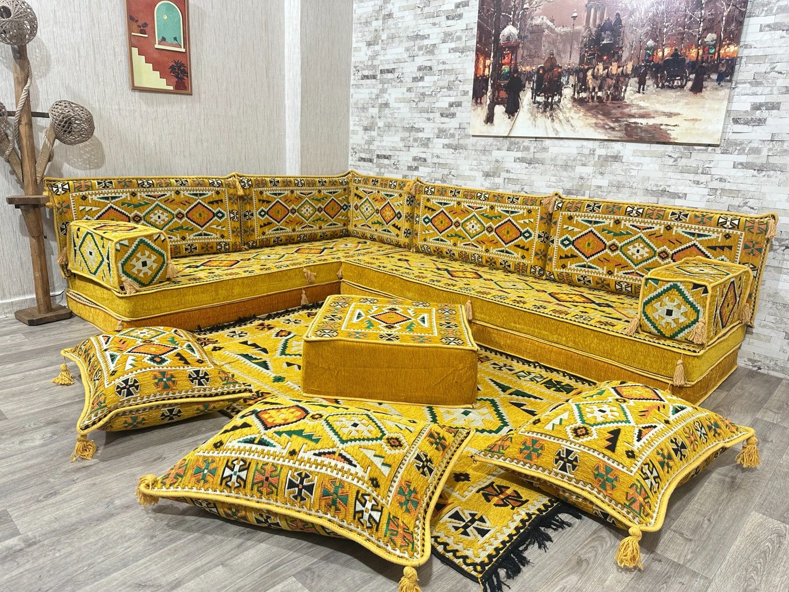 CaddeBuy Sofa Orientalisches Sitzecke Set, Sark Kösesi, Arabische Ecke Majlis, 16 Teile