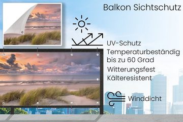 MuchoWow Balkonsichtschutz Sonnenuntergang - Düne - Strand - Pflanzen - Meer (1-St) Balkon Sichtschutz 90x200, Windschutz für Zaun PVC, 200x90 cm