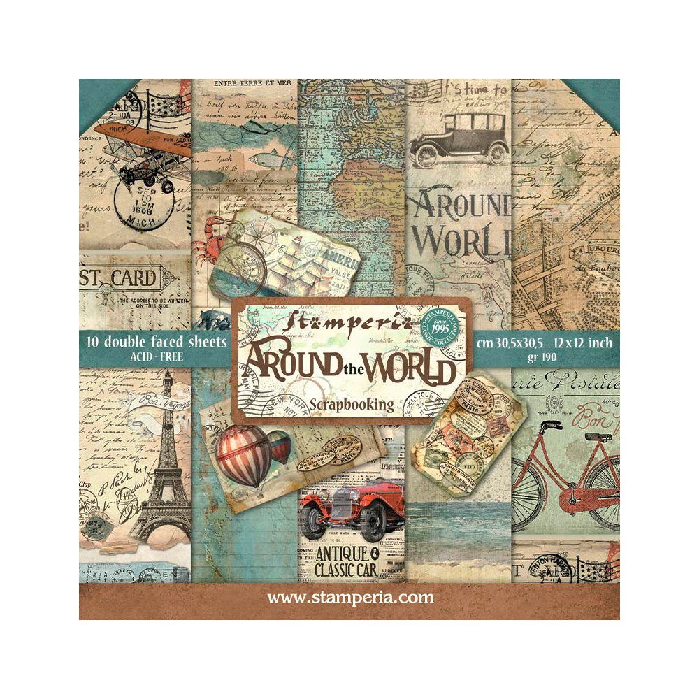 Stamperia Motivpapier Around 10 the World, Bogen
