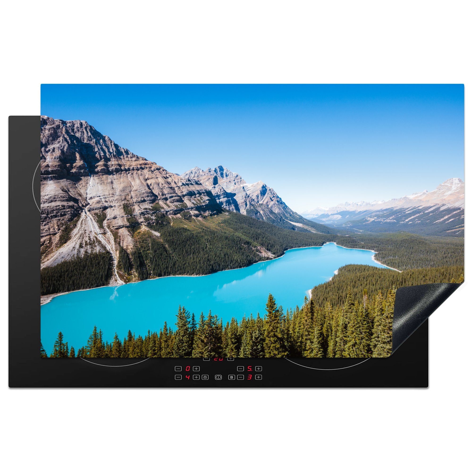 MuchoWow Herdblende-/Abdeckplatte Gewässer im Banff-Nationalpark in Kanada, Vinyl, (1 tlg), 81x52 cm, Induktionskochfeld Schutz für die küche, Ceranfeldabdeckung