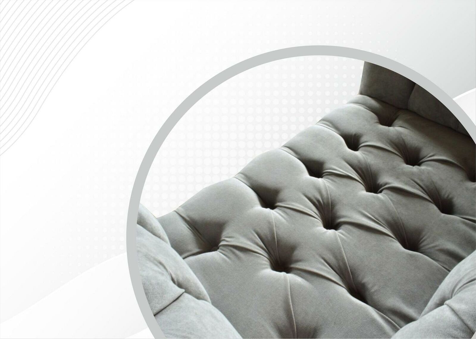 Grau Couchen 1,5 Sessel Sofa Sitzer Polster Textil Chesterfield JVmoebel Couch Chesterfield-Sessel,