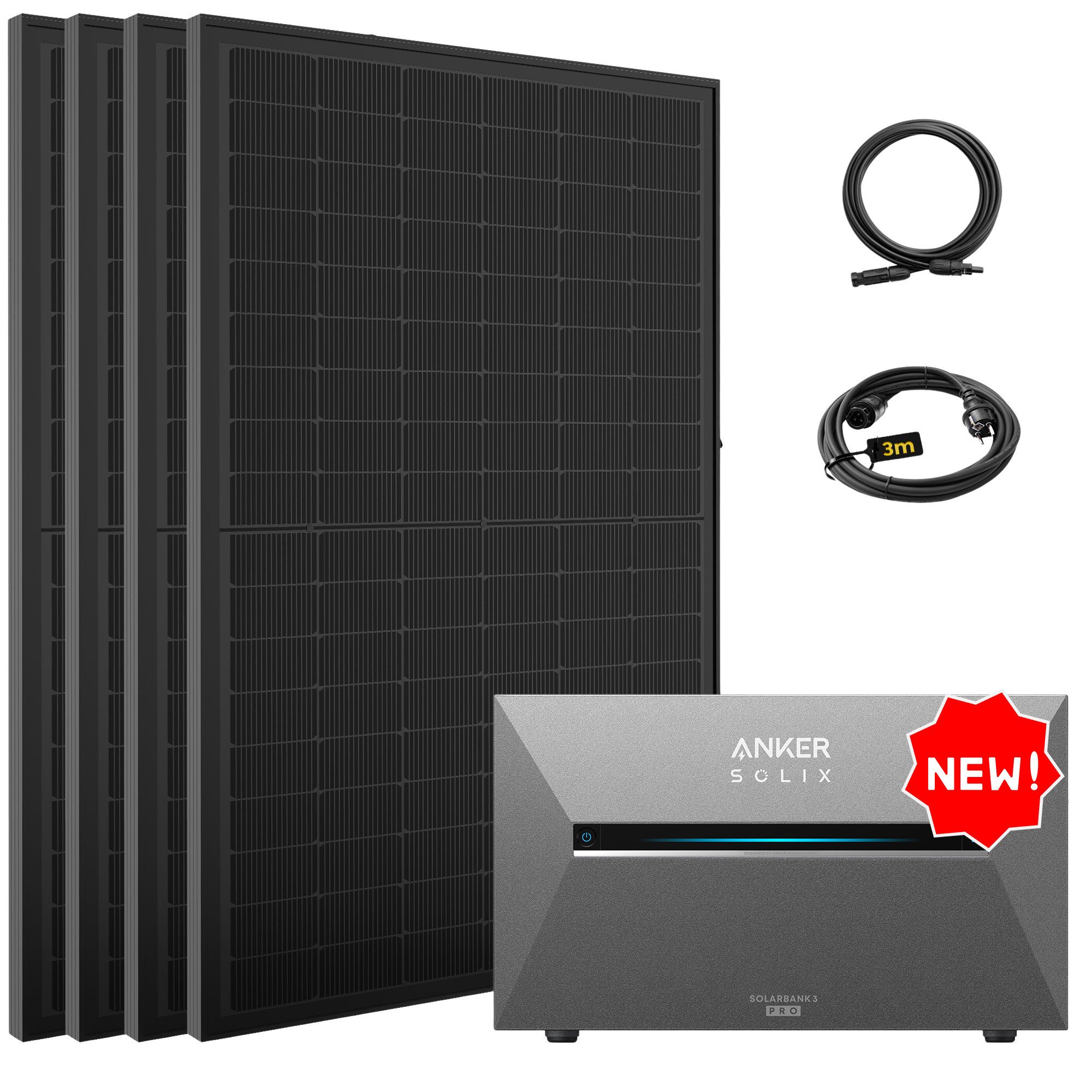 SolarMars Balkonkraftwerk mit Speicher 2000W Anker Solix Solarbank 3 E2700 Pro, 2000 W, Monokristallin, (mit optionaler BP2700 Erweiterungsakku und Halterung)