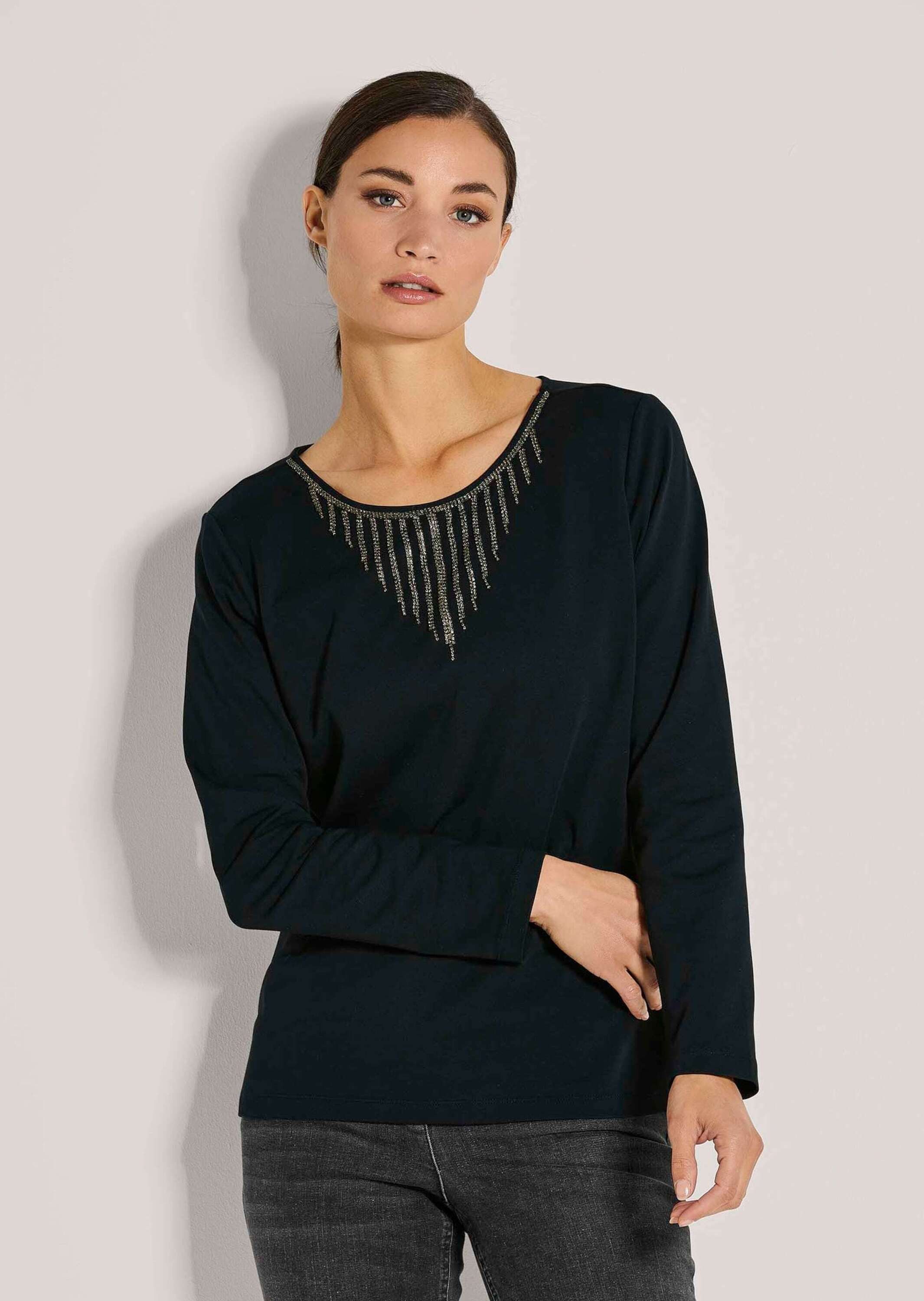 Langarmshirt Glamouröser Pullover, Strassakzente