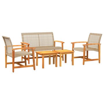 vidaXL Loungesofa 5-tlg. Garten-Lounge-Set Beige Poly Rattan und Akazienholz, 1 Teile