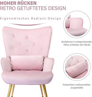 HomeMiYN Relaxsessel Samt Sessel Lounge Vintager Lehnstühle Polstersessel Relaxsessel