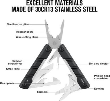 OLIGHT Multitool Olight Otacle P1 Schwarz EDC 11 in 1 Multitool, (Schere, Dosenöffner, Flaschenöffner, Schlitzschraubendreher), Spitzzange, Zange, Abisolierzange, Taschenmesser