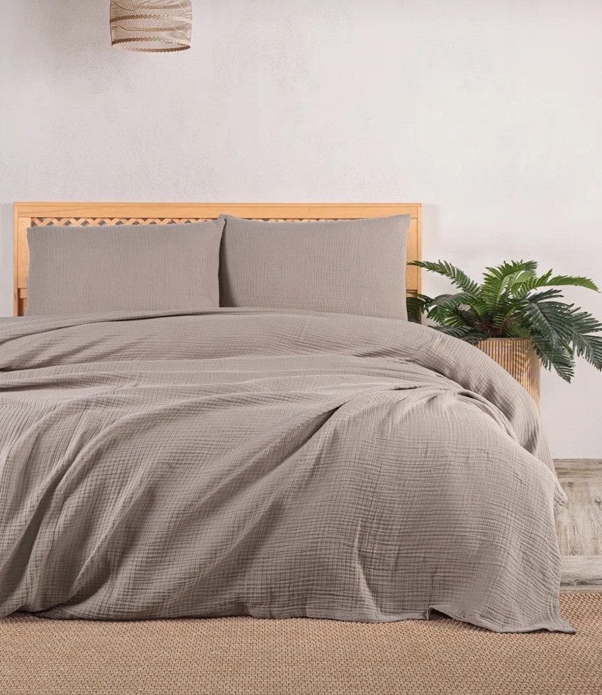 Wohndecke Musselin Wohndecke Classic in Graubeige, günstig online kaufen