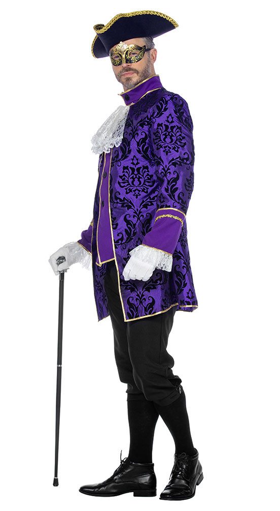 Karneval-Klamotten Kostüm Rokoko Herren Barock Venedig lila hochwerig, Venezianischen Maskenball Herrenkostüm Luxus Historisch Männerkostüm