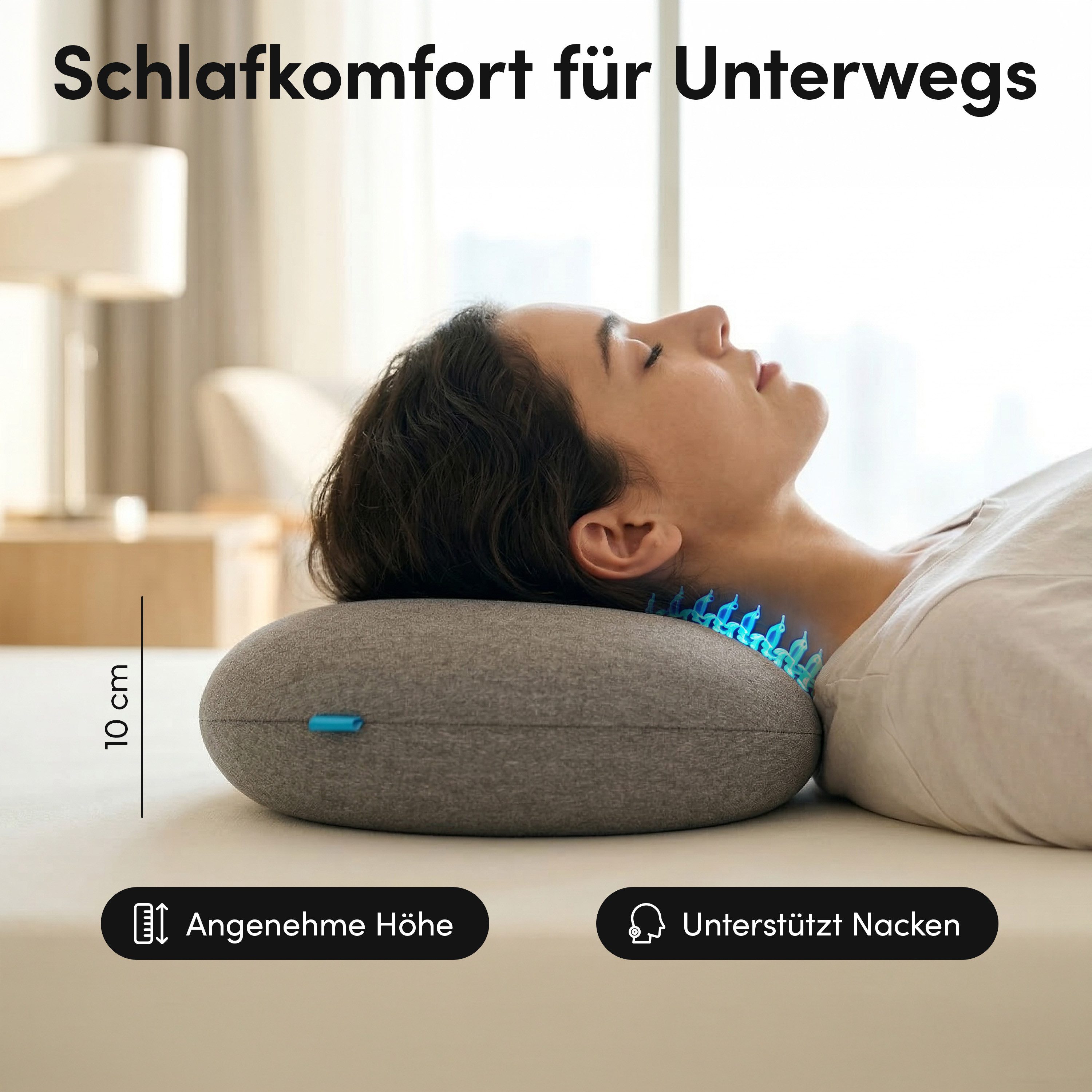 NEOLYMP Reisekissen Reisekissen Memory Foam 50x30x10 cm - kompaktes ergonomisches Kissen, Flugzeug Kissen fürs Reiseformat - Reise Essentials, Camping Kissen at – Bild 4 von 5
