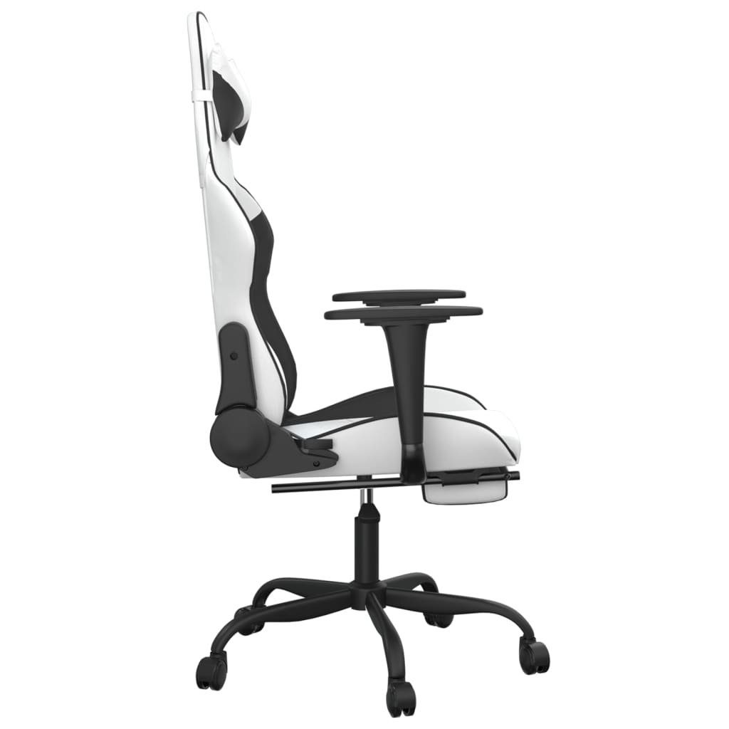 furnicato Gaming-Stuhl (1 mit und Schwarz Weiß Fußstütze St) Kunstleder