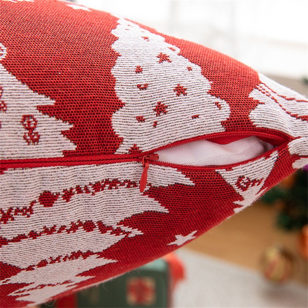 Rot Kissenbezug Weihnachtsmann bedruckter Weihnachts-Kissenbezug, 45×45cm Deko-Kissenbezug, Rouemi,