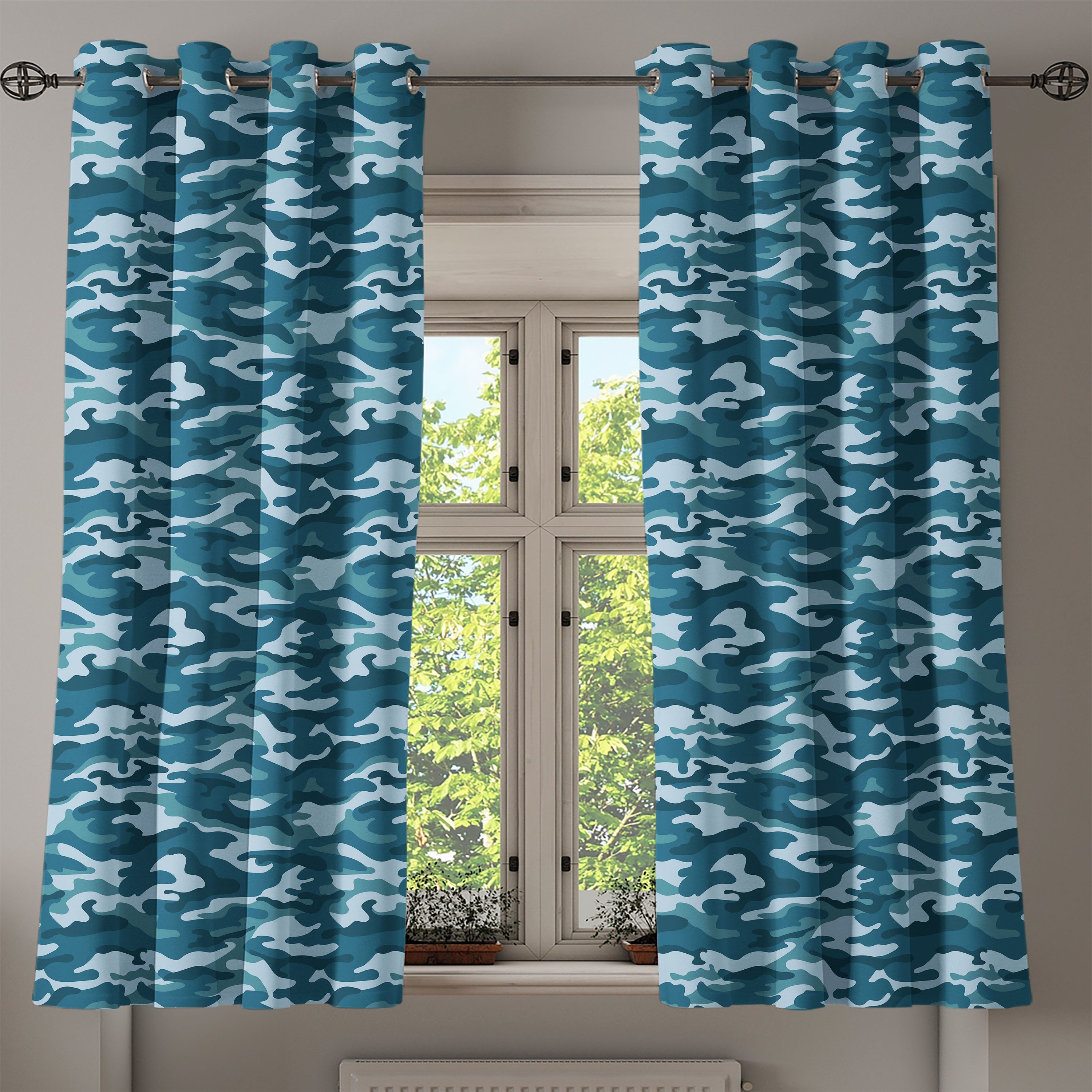 Oceanic Gardine für Blau Schlafzimmer Tarnung 2-Panel-Fenstervorhänge Abakuhaus, Wohnzimmer, Farben Dekorative