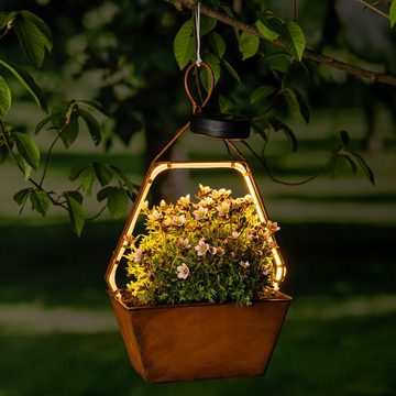 Haushalt International LED Solarleuchte, LED-Leuchtmittel fest verbaut, Warmweiß, Solarlampe Außenleuchte Terrassenlampe Gartendeko Korb rost LED L 20cm