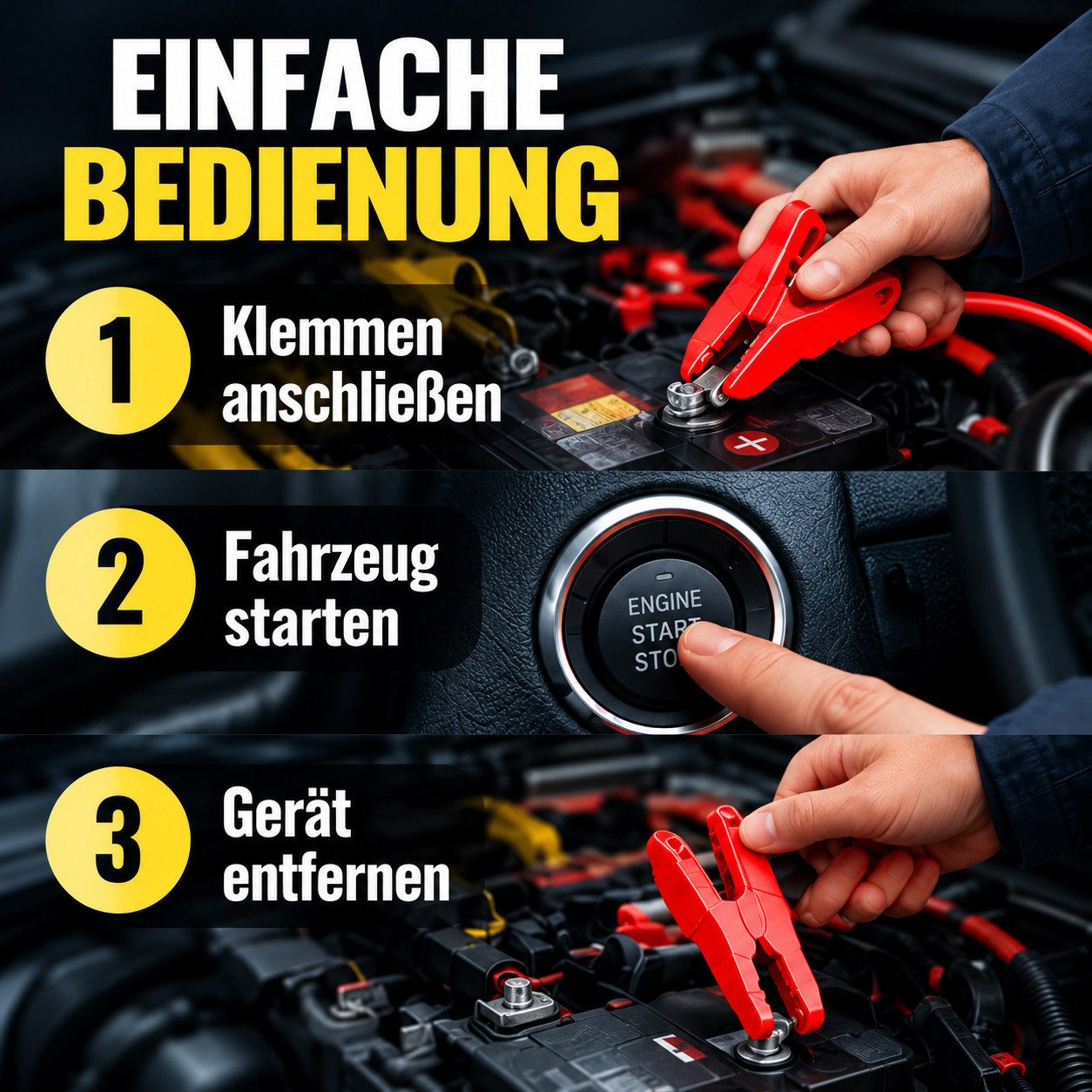 ibettertec Notfallstarter fürs Auto mit Powerbank und LED-Taschenlampe Starthilfegerät Batterie Booster für 12-V-Fahrzeuge, Benziner und Diesel, 2 USB-Ausgänge, – Bild 4 von 5