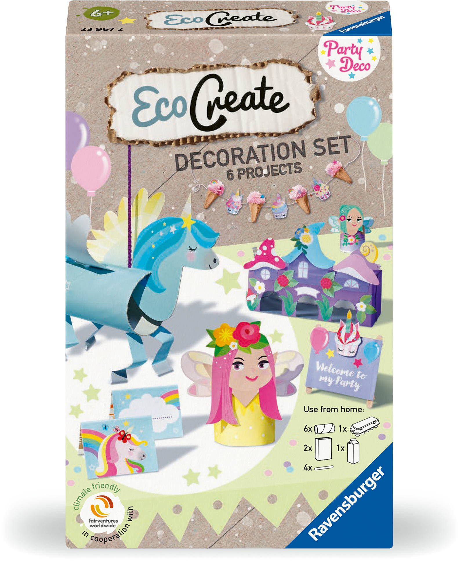 Ravensburger Kreativset Upcycling Basteln EcoCreate Mini die Geburtstagsparty Einhorn 23967