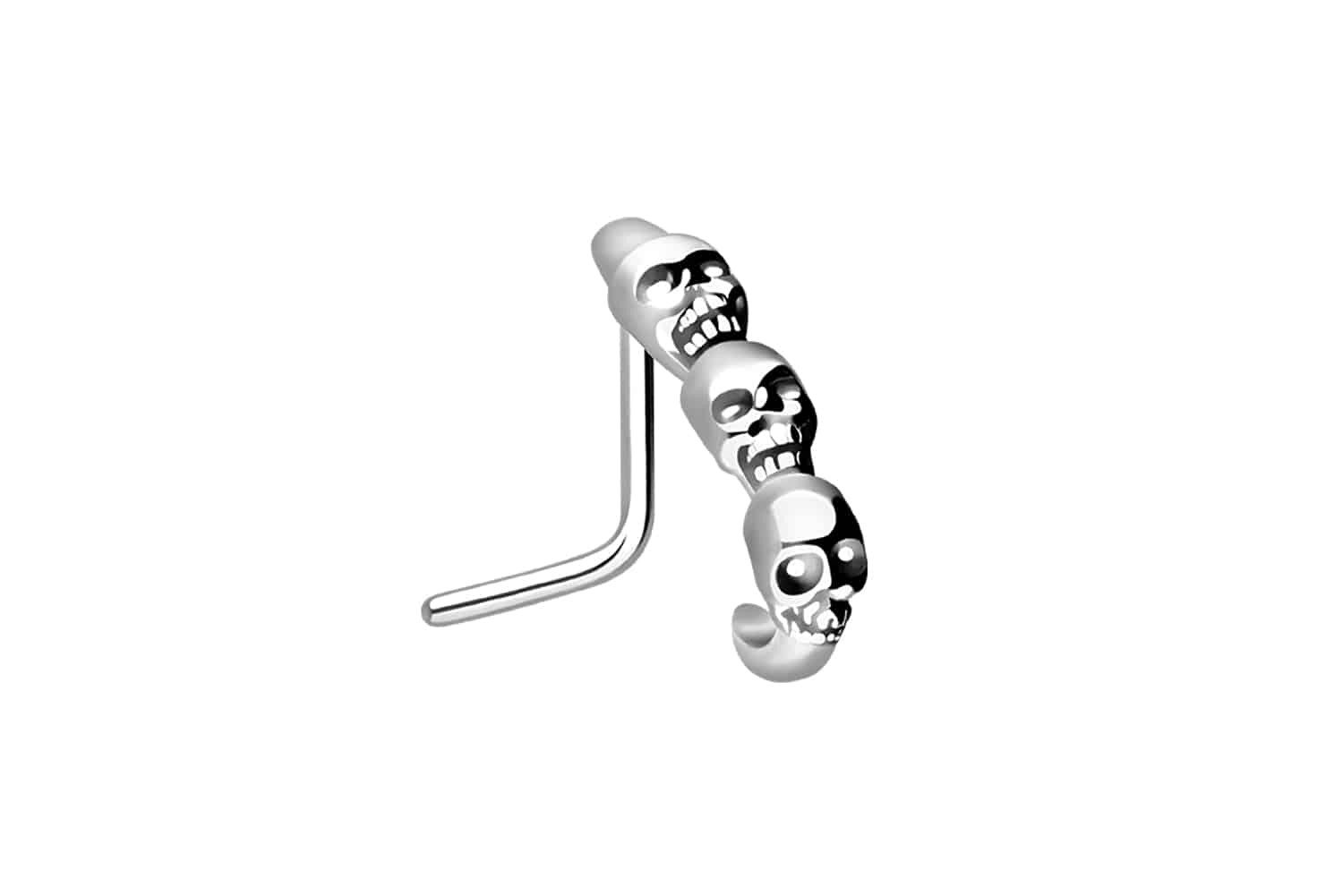 PIERCINGLINE Nasenpiercing Chirurgenstahl Nasenstecker 3 TOTENKÖPFE (Nasenstecker, 1-tlg)