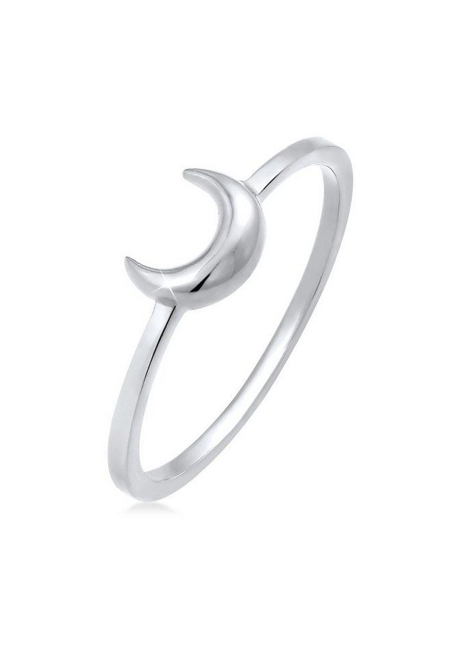 Elli Fingerring Halbmond Mond Astro Basic 925 Silber, Das ideale Geschenk  für die Frau oder Freundin