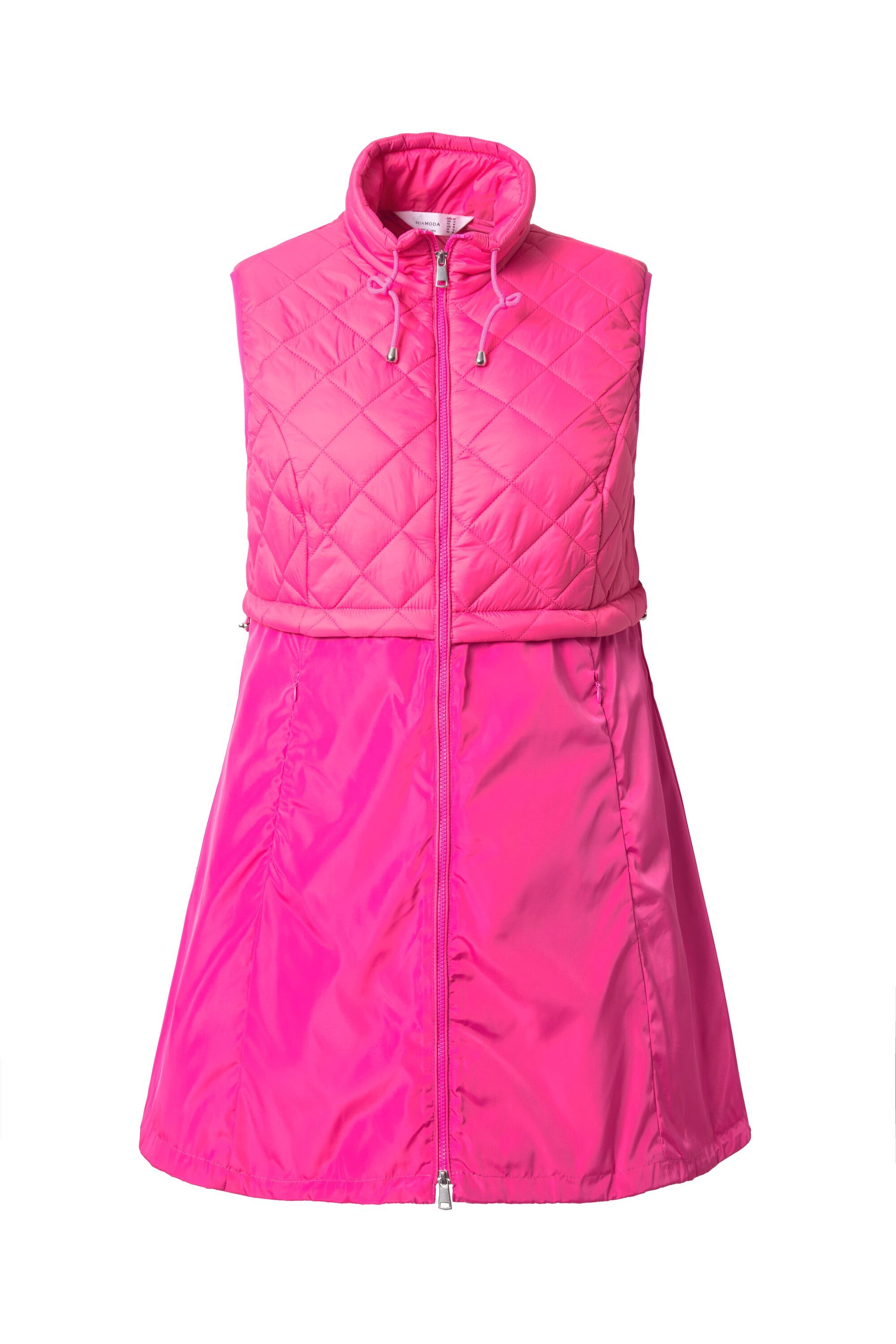 MIAMODA Longweste Long-Steppweste Stepp und Web 2-Wege-Zipper